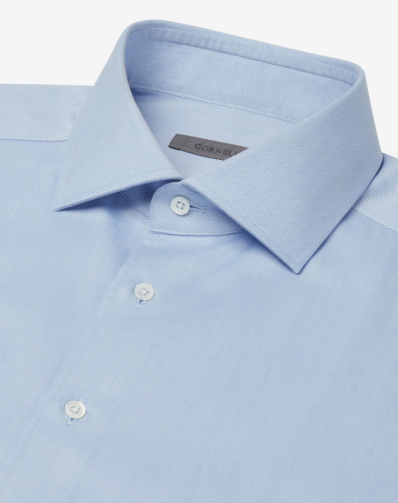 Light blue cotton shirt with honeycomb pattern - 4