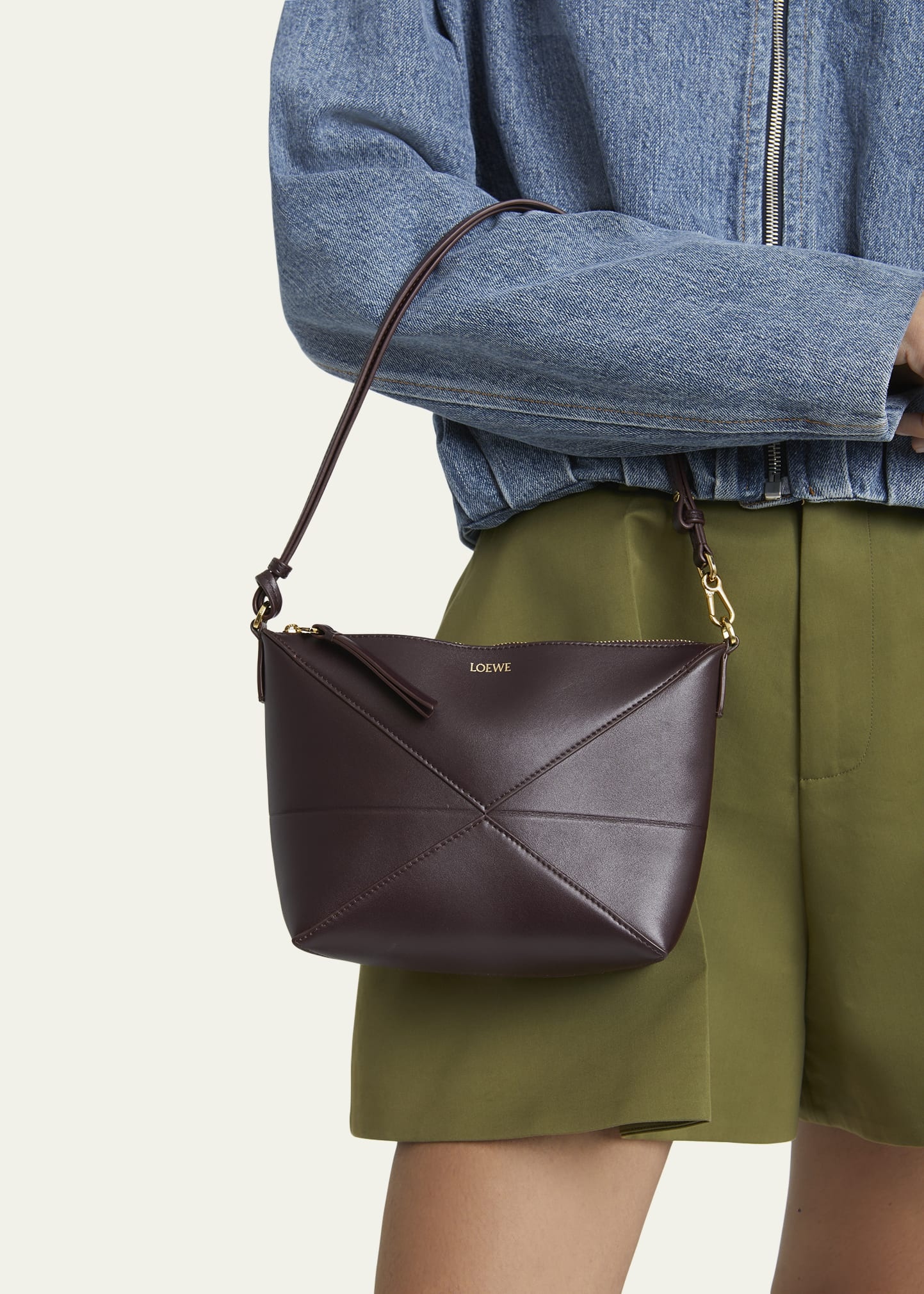 Puzzle Fold Leather Pouch Shoulder Bag - 2
