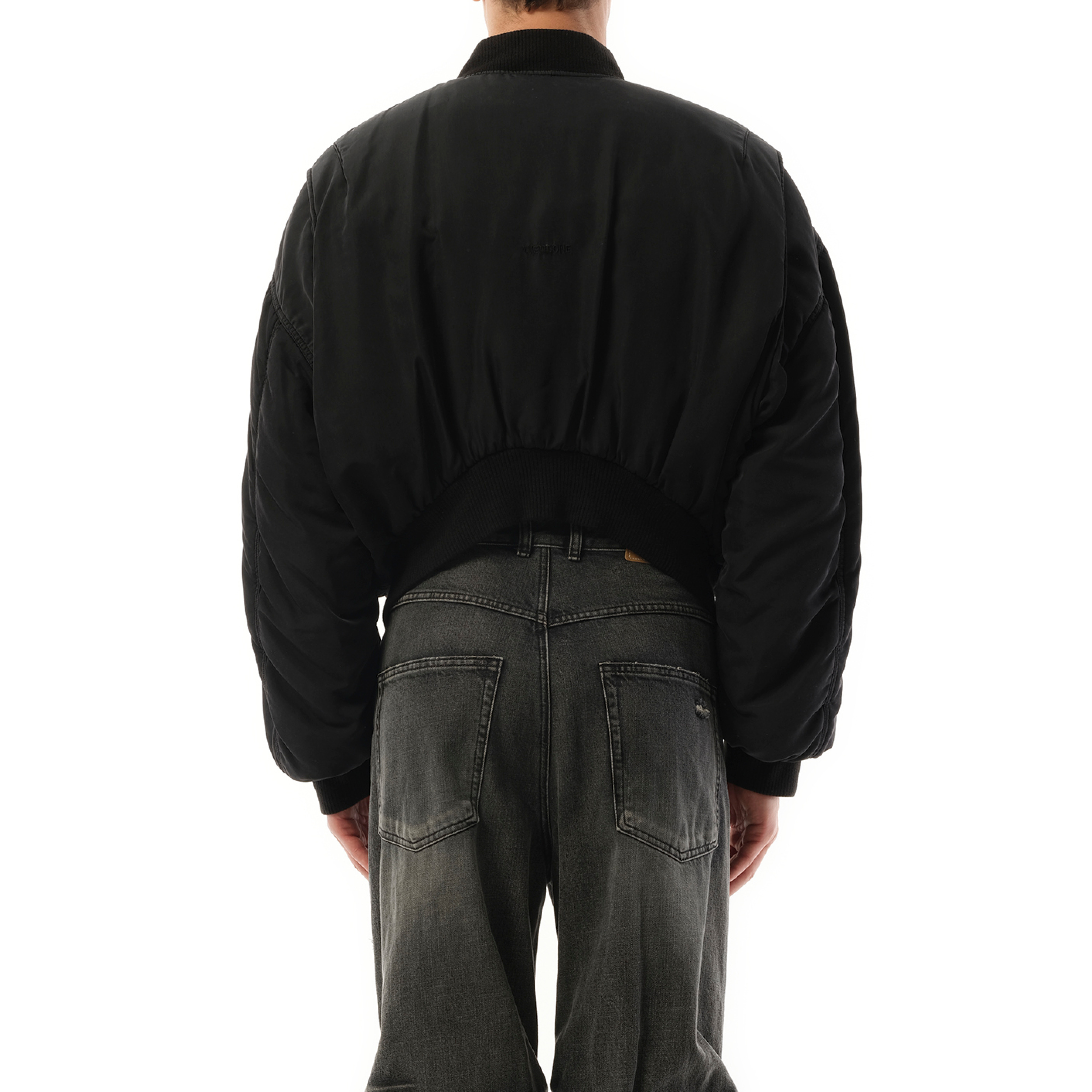 Curved Bomber Jacket in Black - 6