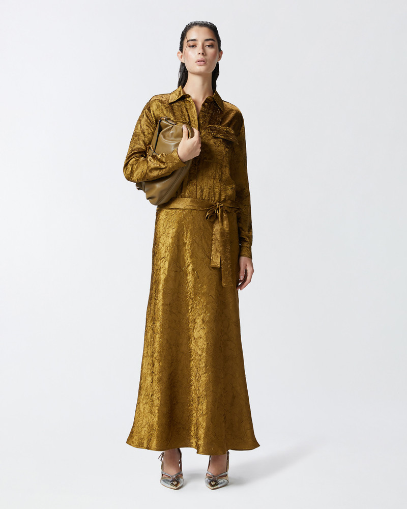 PINKO LONG CRINKLED SATIN SHIRT DRESS outlook
