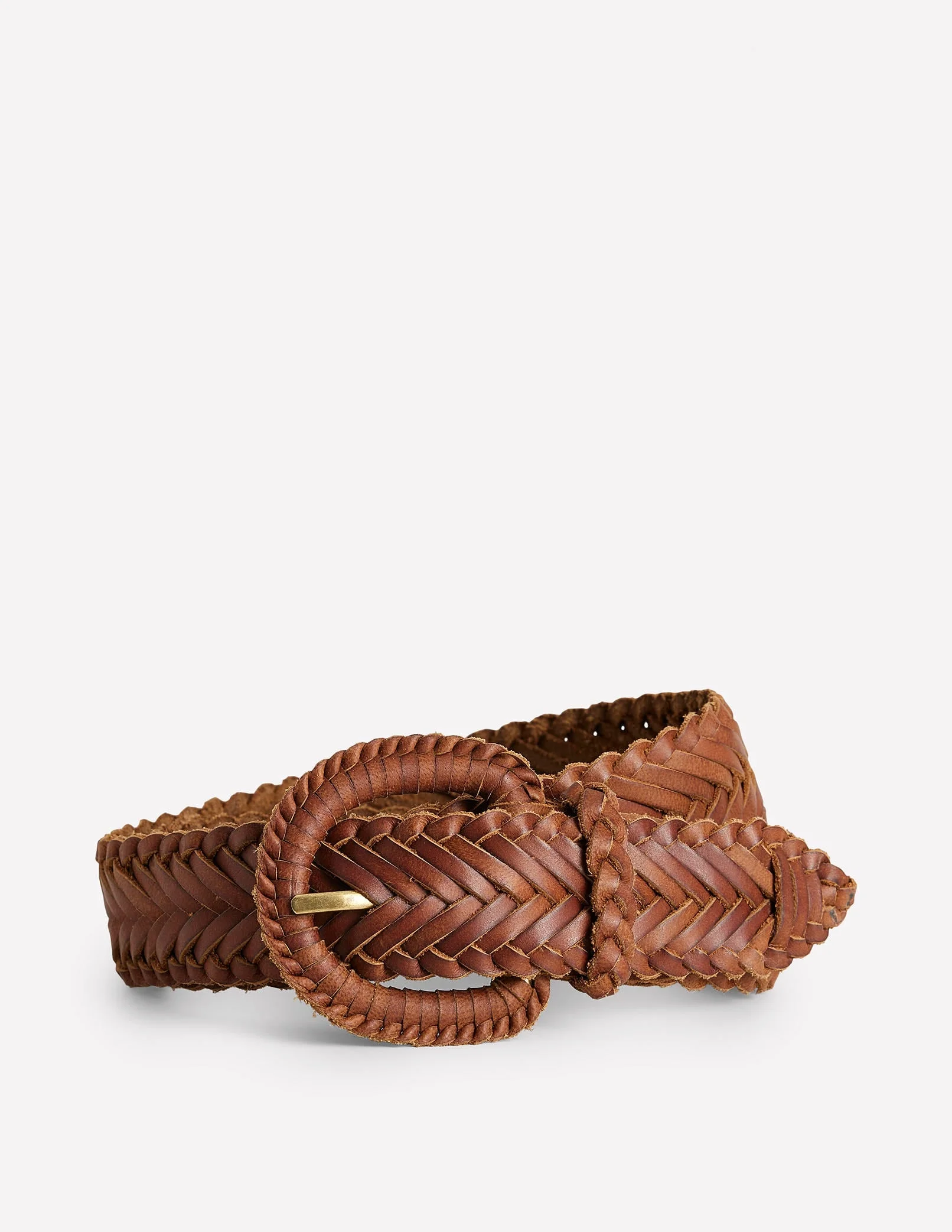 Woven Leather Belt-Tan - 1