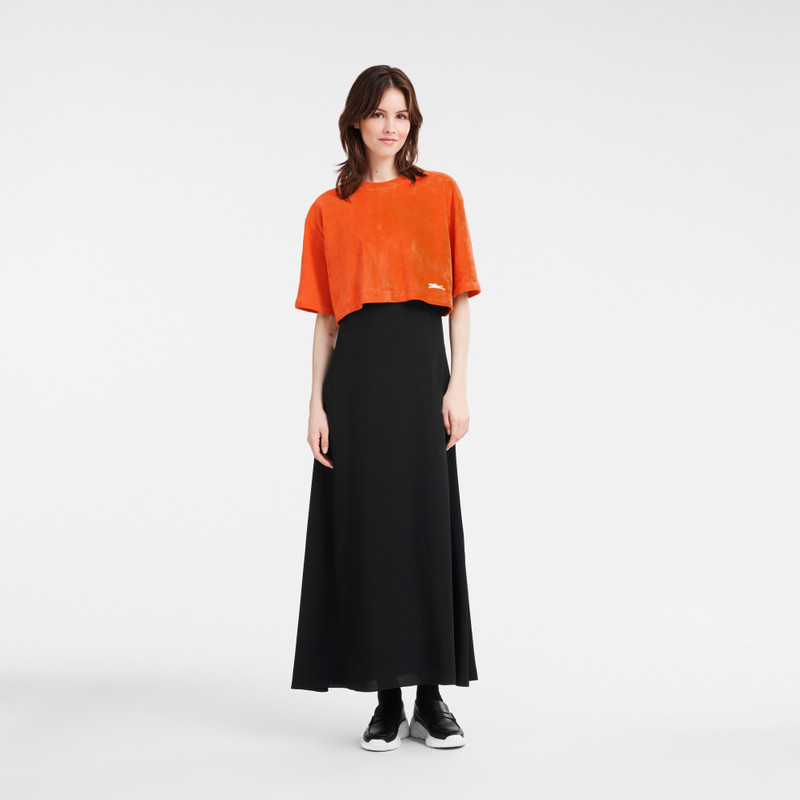 Longchamp Leather crop top Orange - Leather outlook