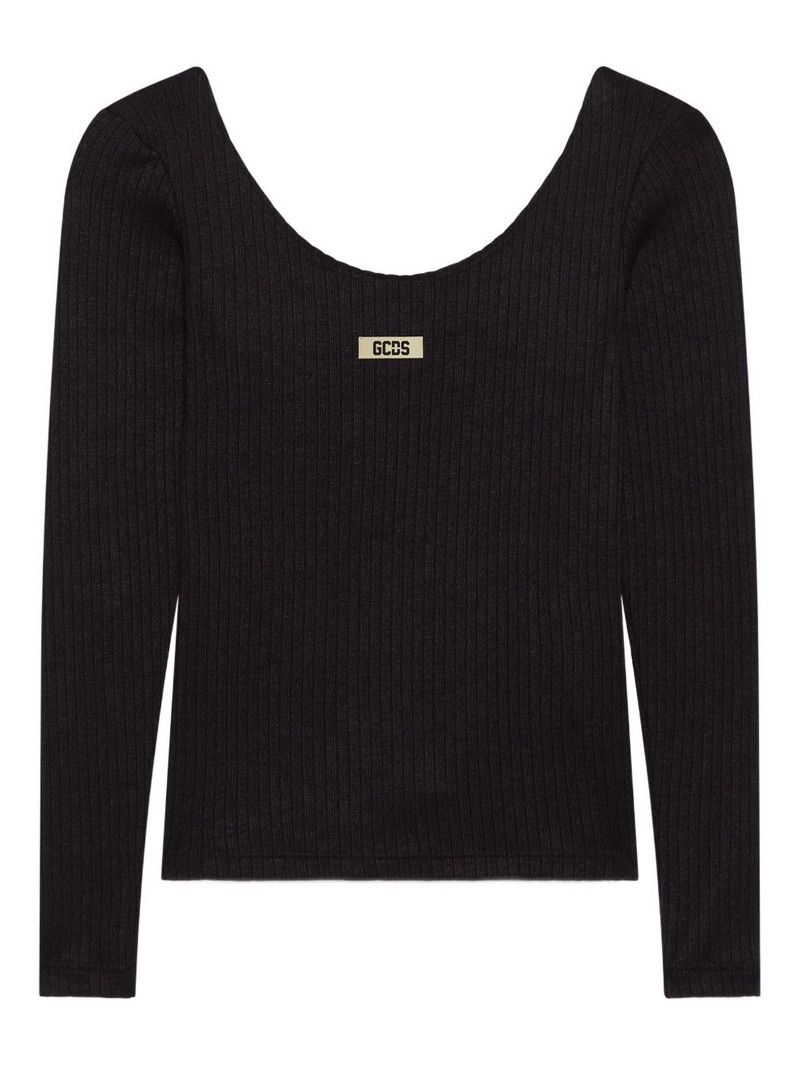 ribbed logo long-sleeve T-shirt 1