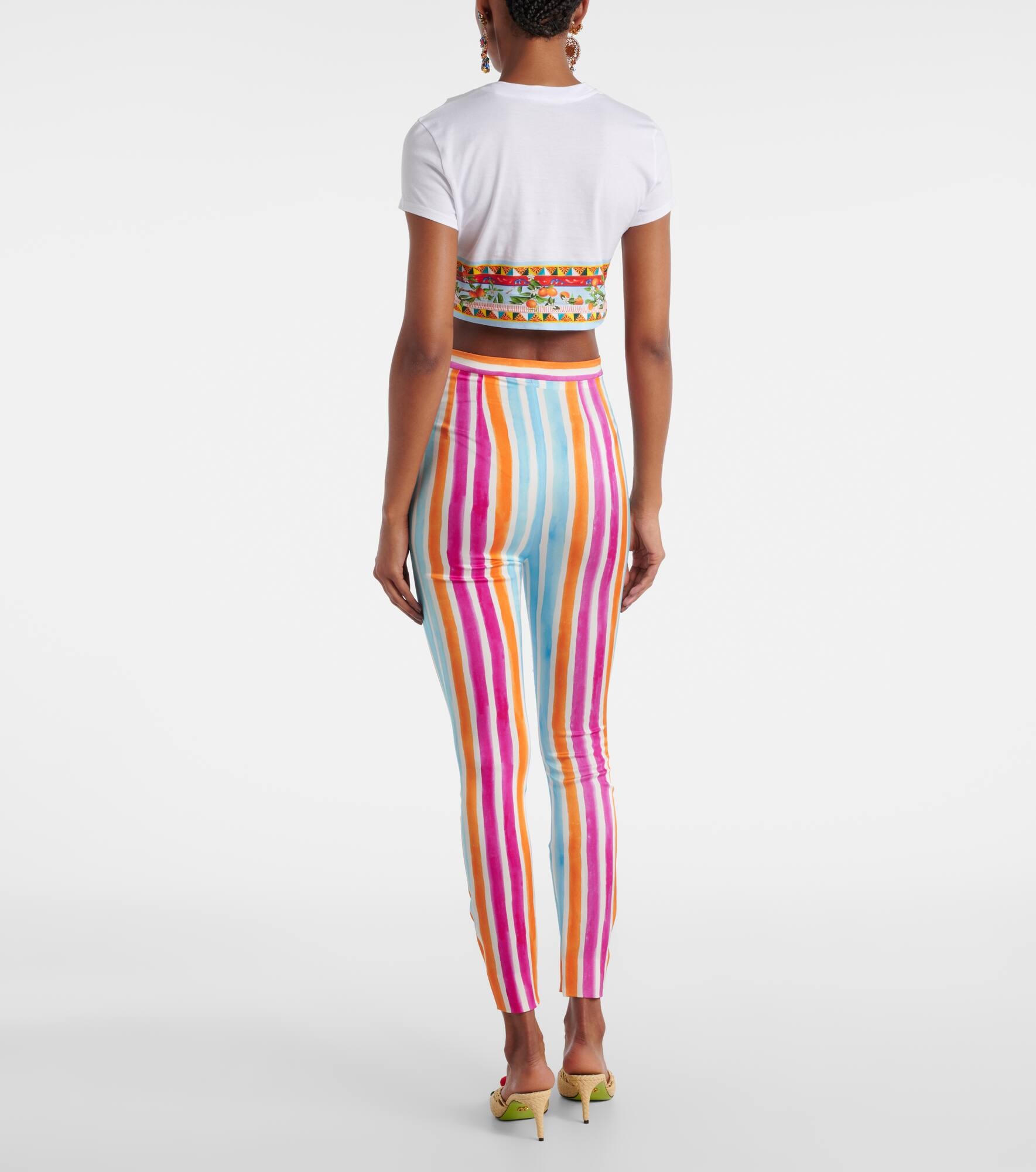 Striped silk-blend leggings - 3