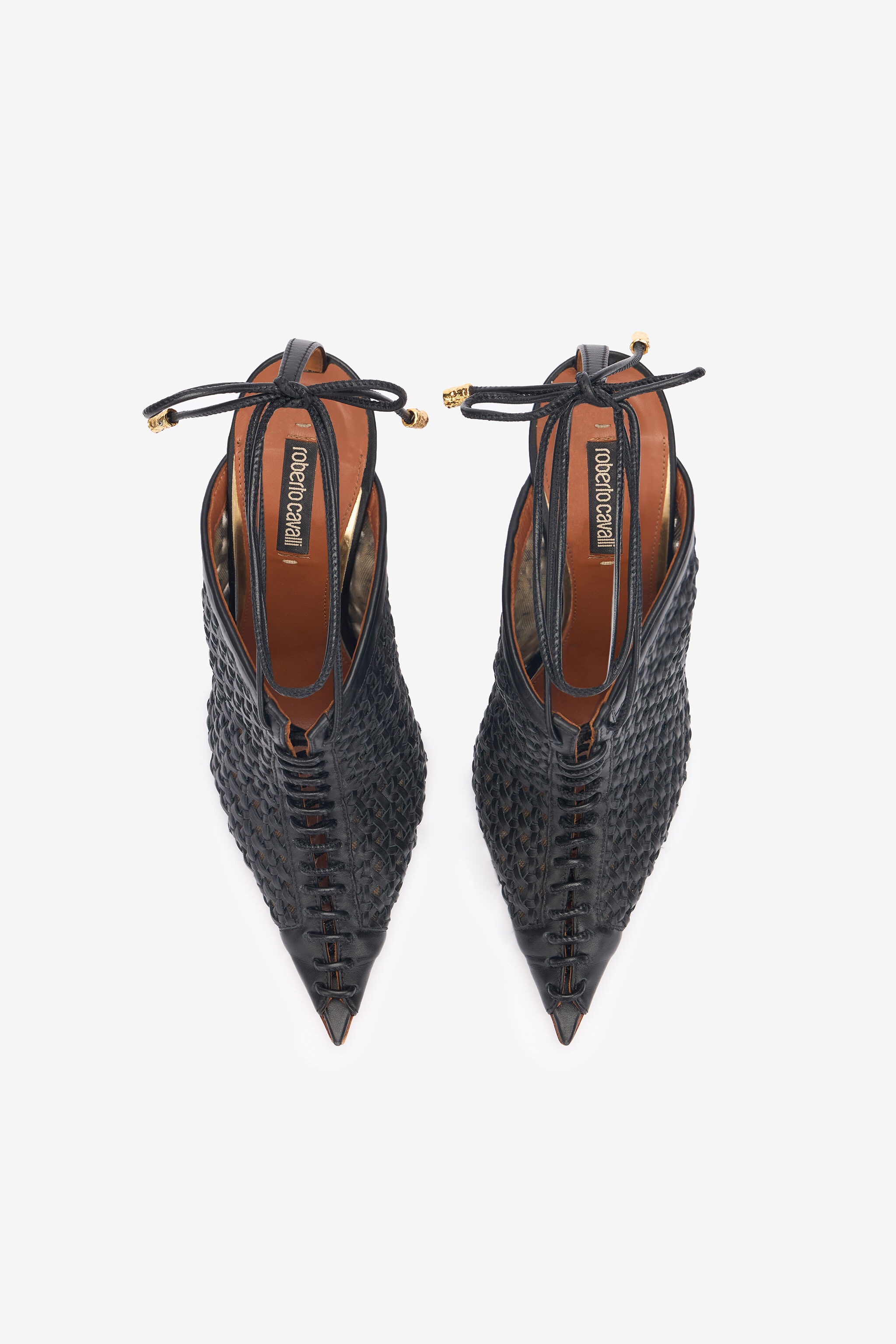 Black Woven Lace-Up Sabot - 6