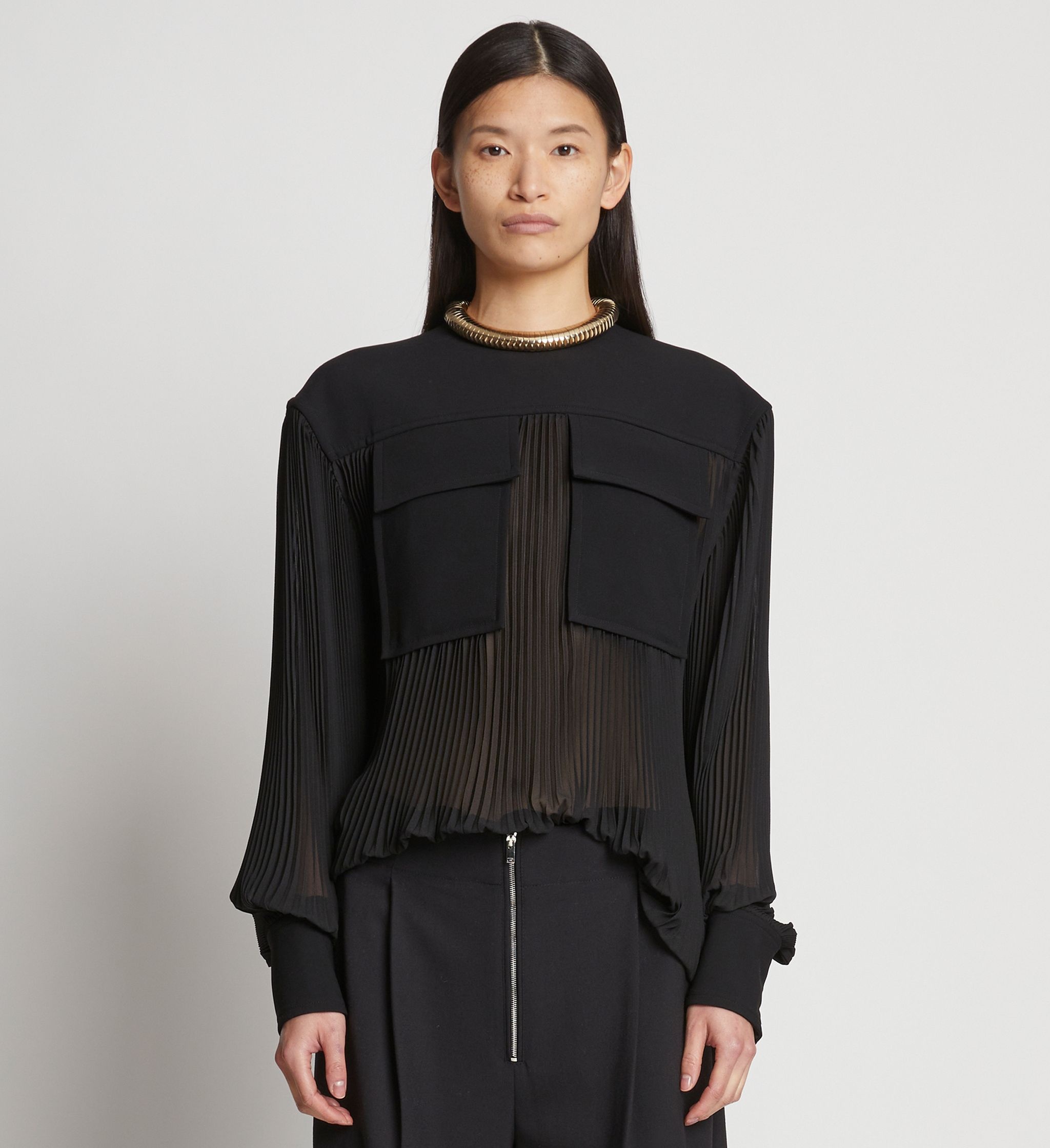 Sheer Pleated Flou Top - 2