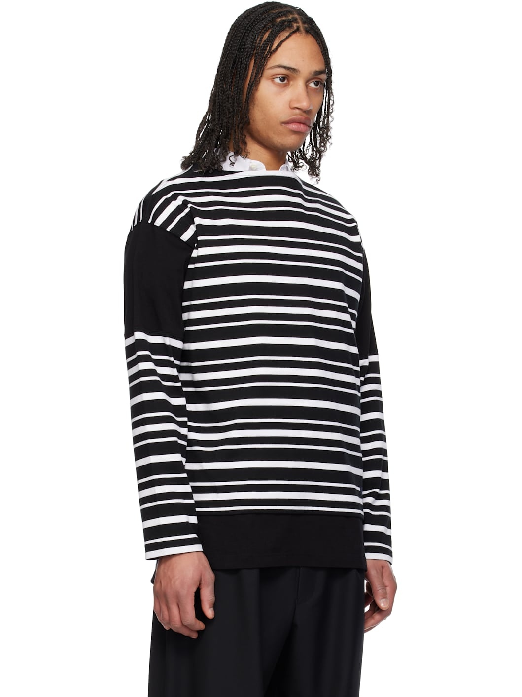 Black & White Horizontal Stripes Long Sleeve T-shirt - 2