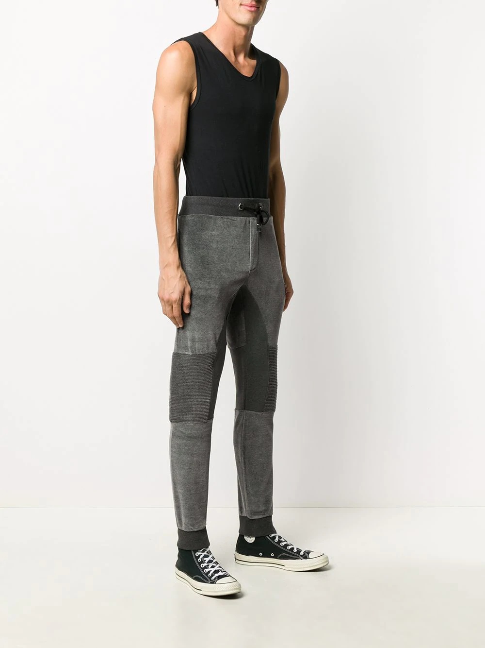 ribbed-panel drawstring track pants  - 3