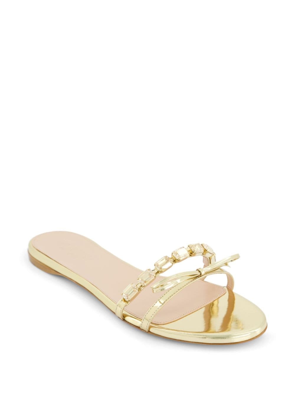 crystal-embellished flat leather slides - 2