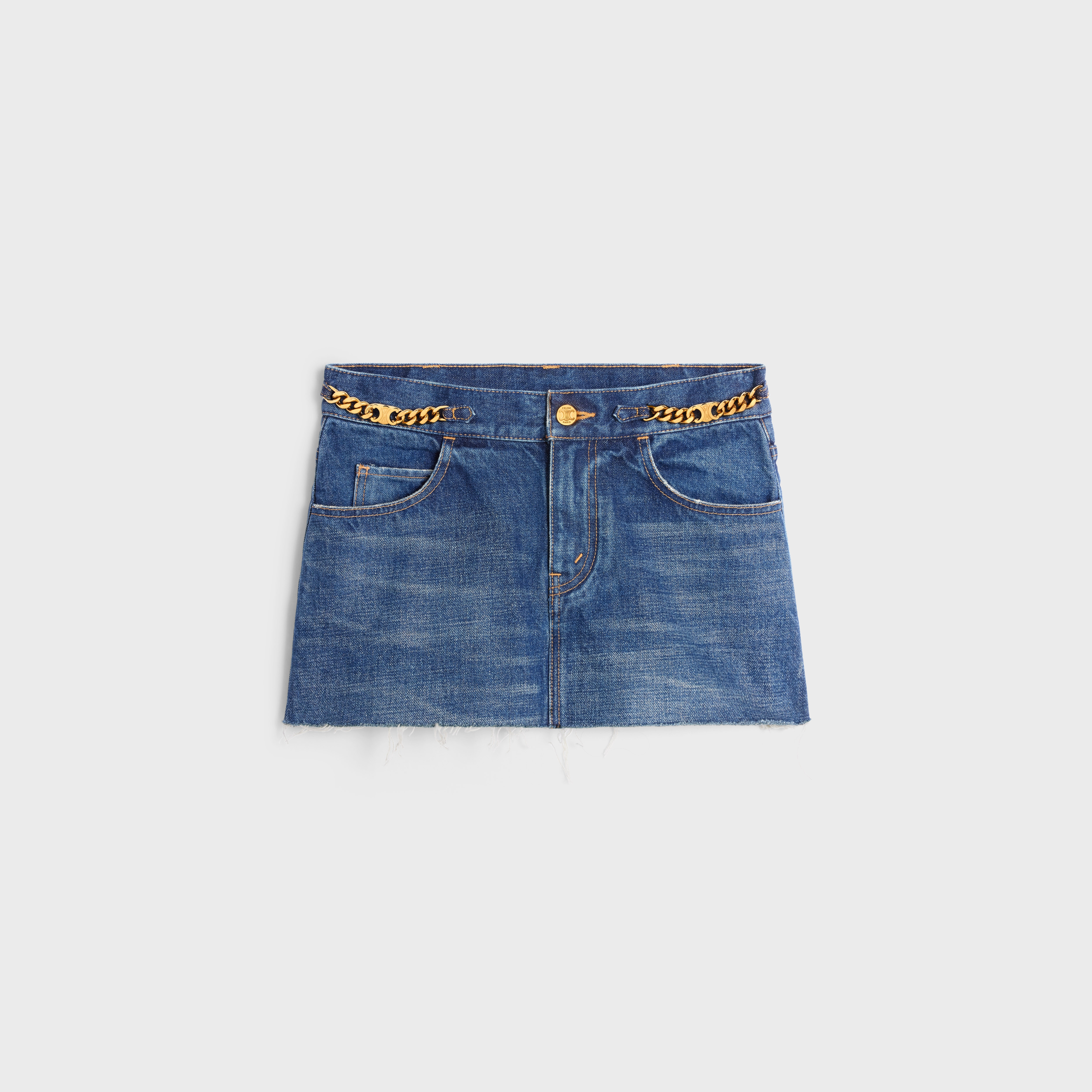 mini skirt in clean dark union wash denim - 1