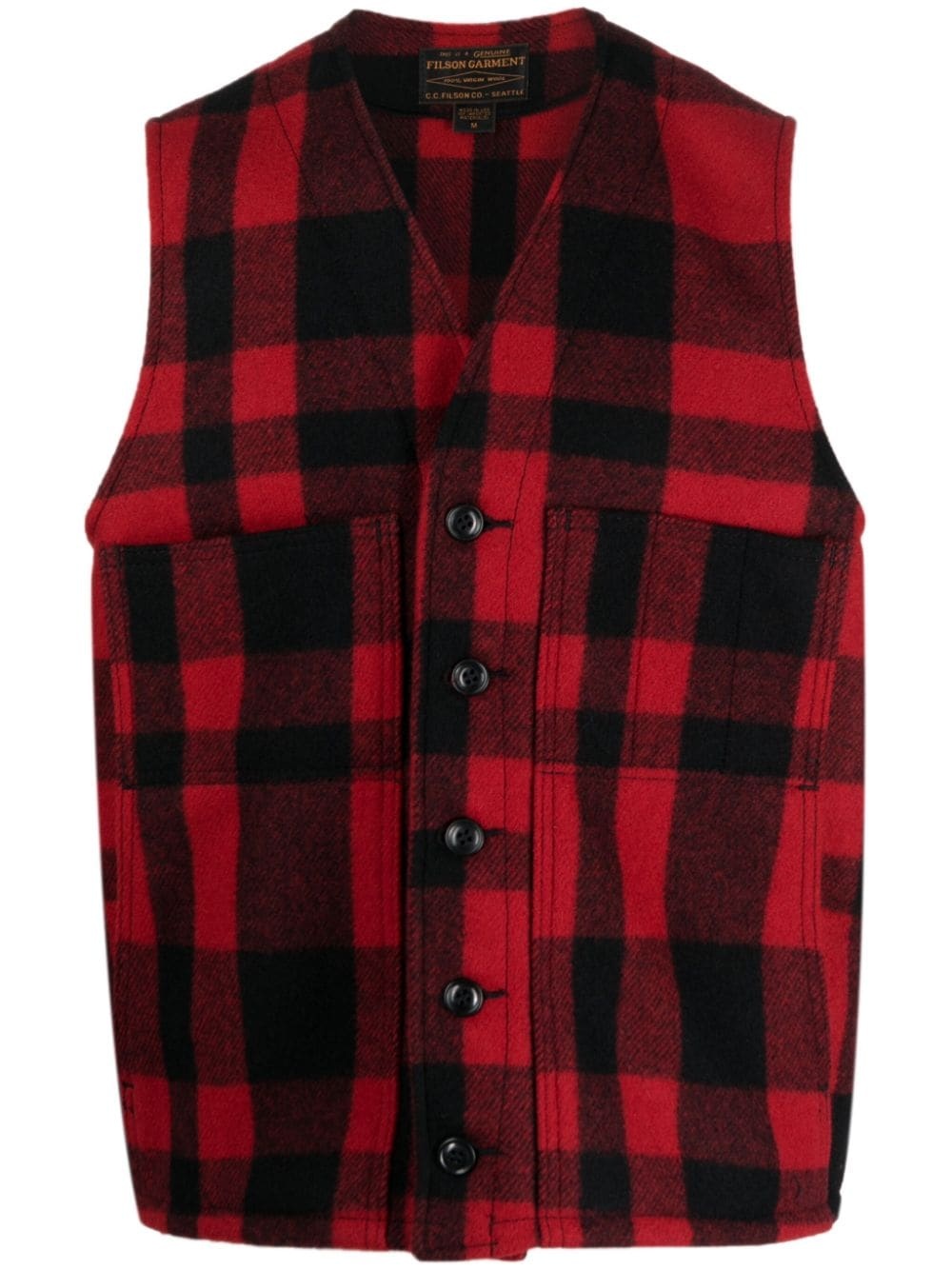 Mackinaw plaid-check wool gilet - 1