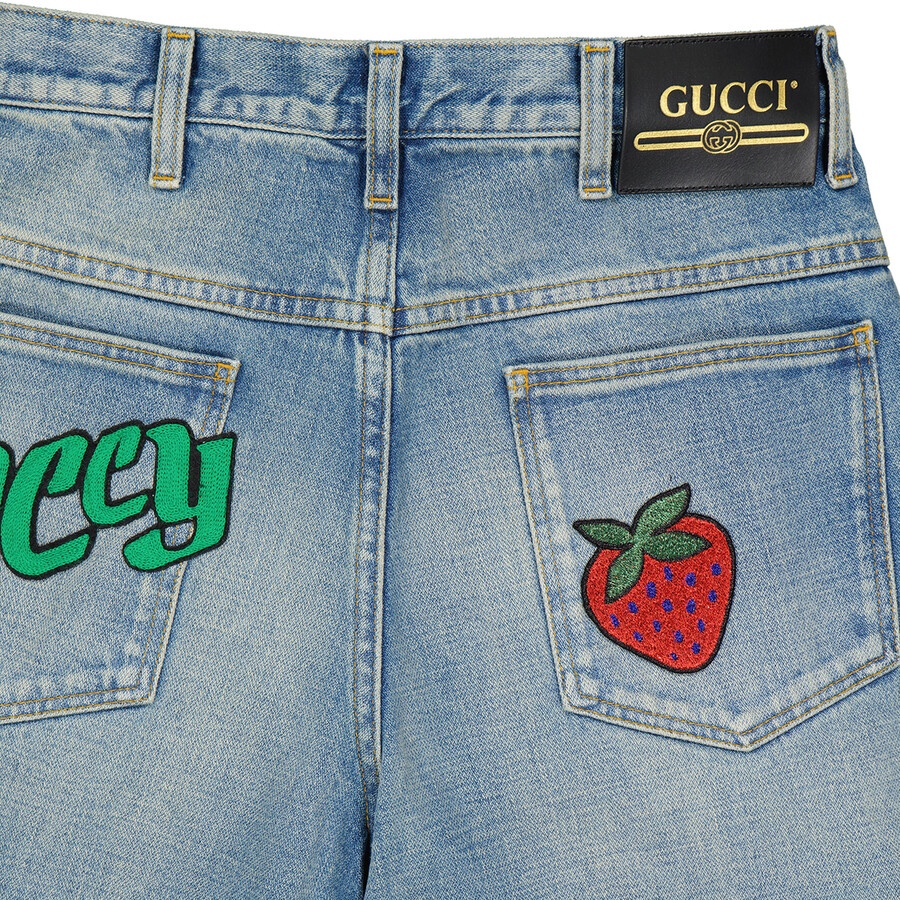 Gucci Ladies Blue Denim Pants With Patches - 7