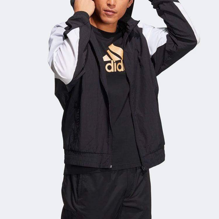 adidas Brandlove Woven Block Jacket 'Black White' HE7428 - 4