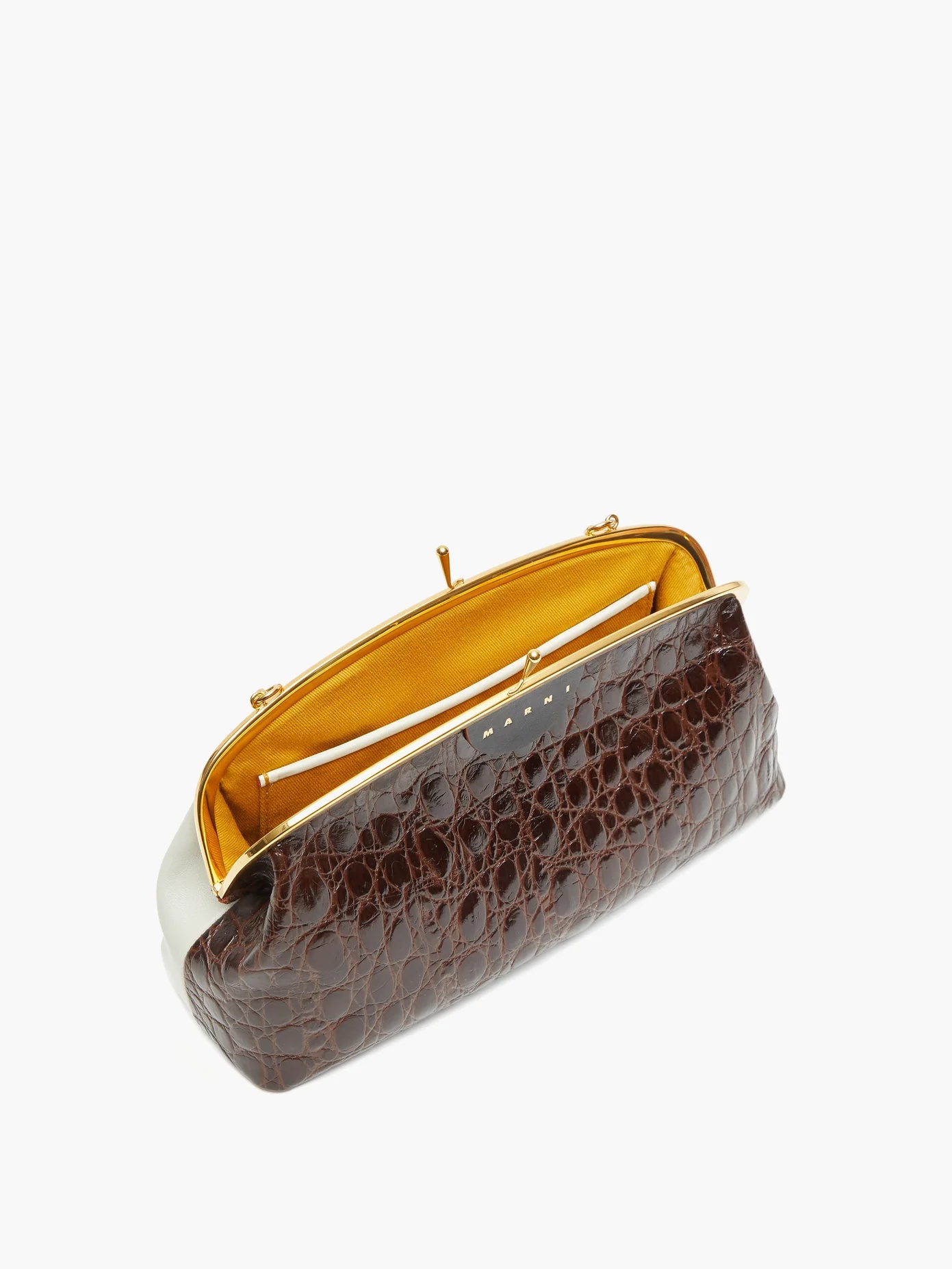 Cindy two-tone crocodile-effect leather clutch - 5