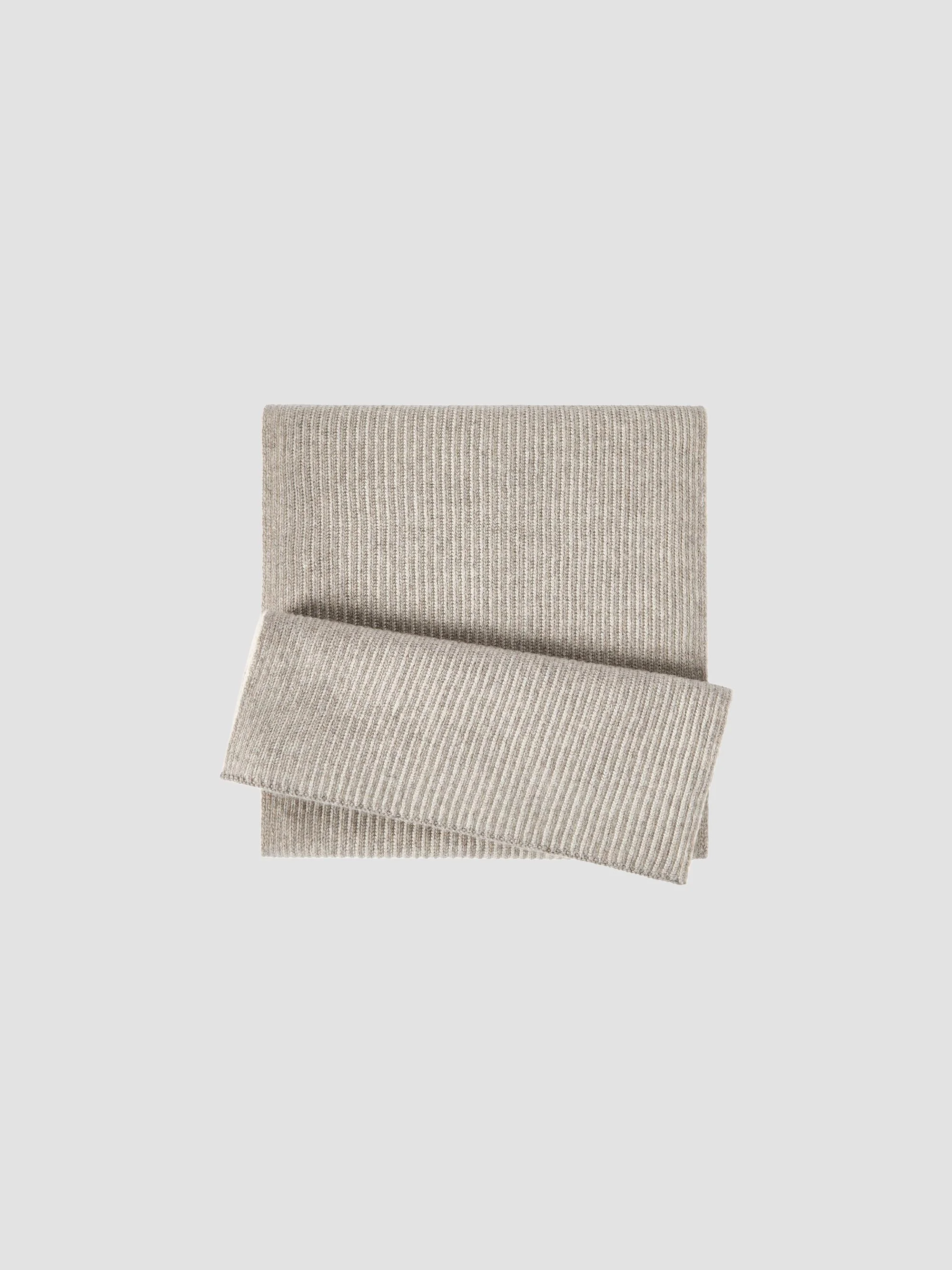 Men's Cashmere English Rib Vanisé Knit Scarf - Light Grey - 1
