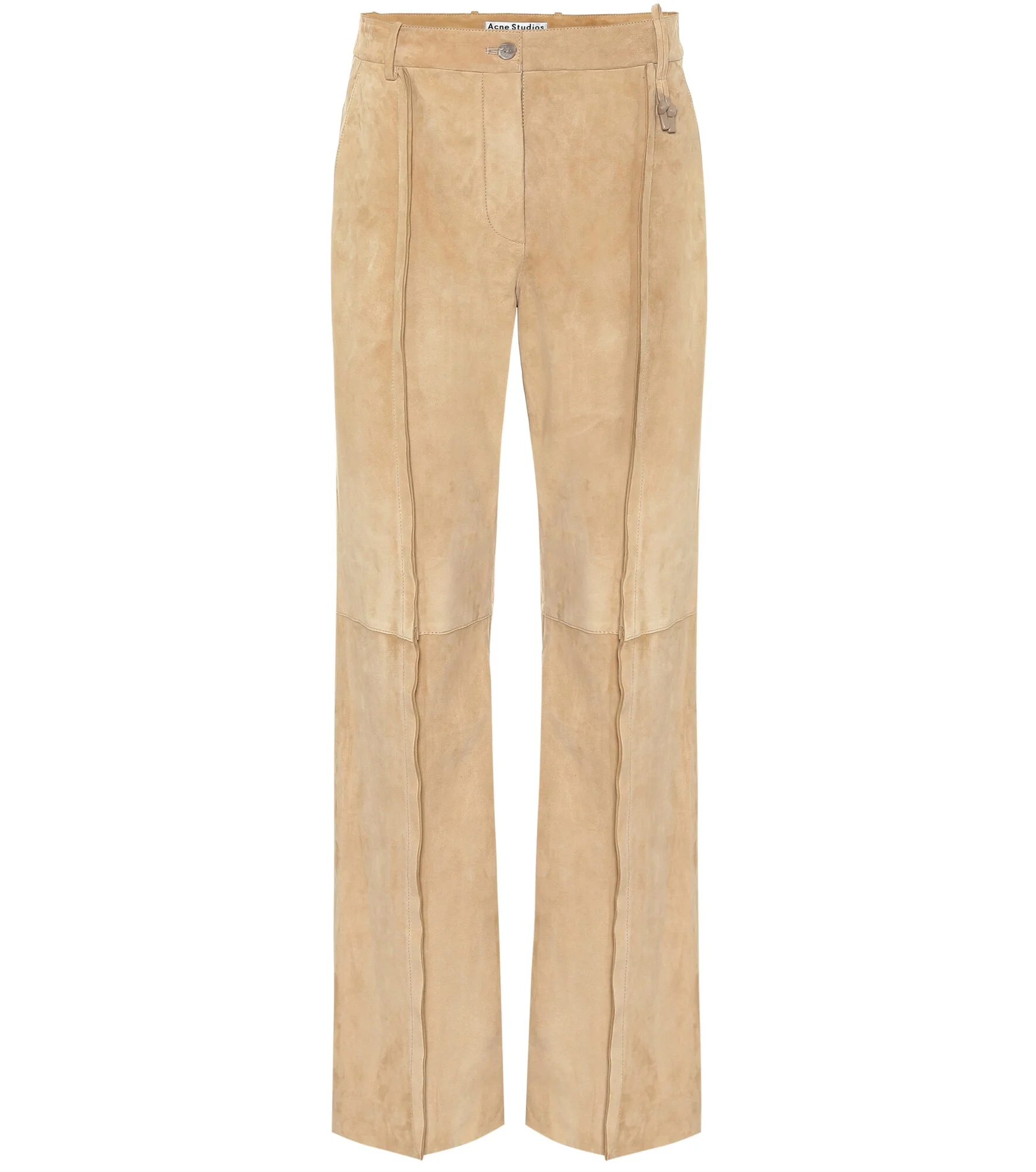 Mid-rise straight suede pants - 1