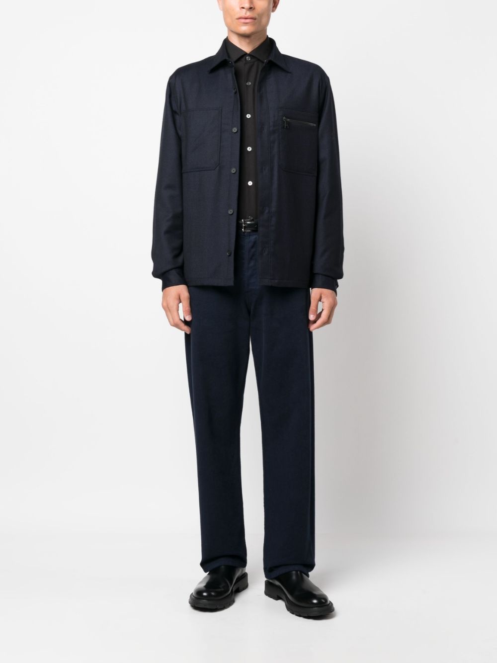 spread-collar cotton-cashmere shirt - 2