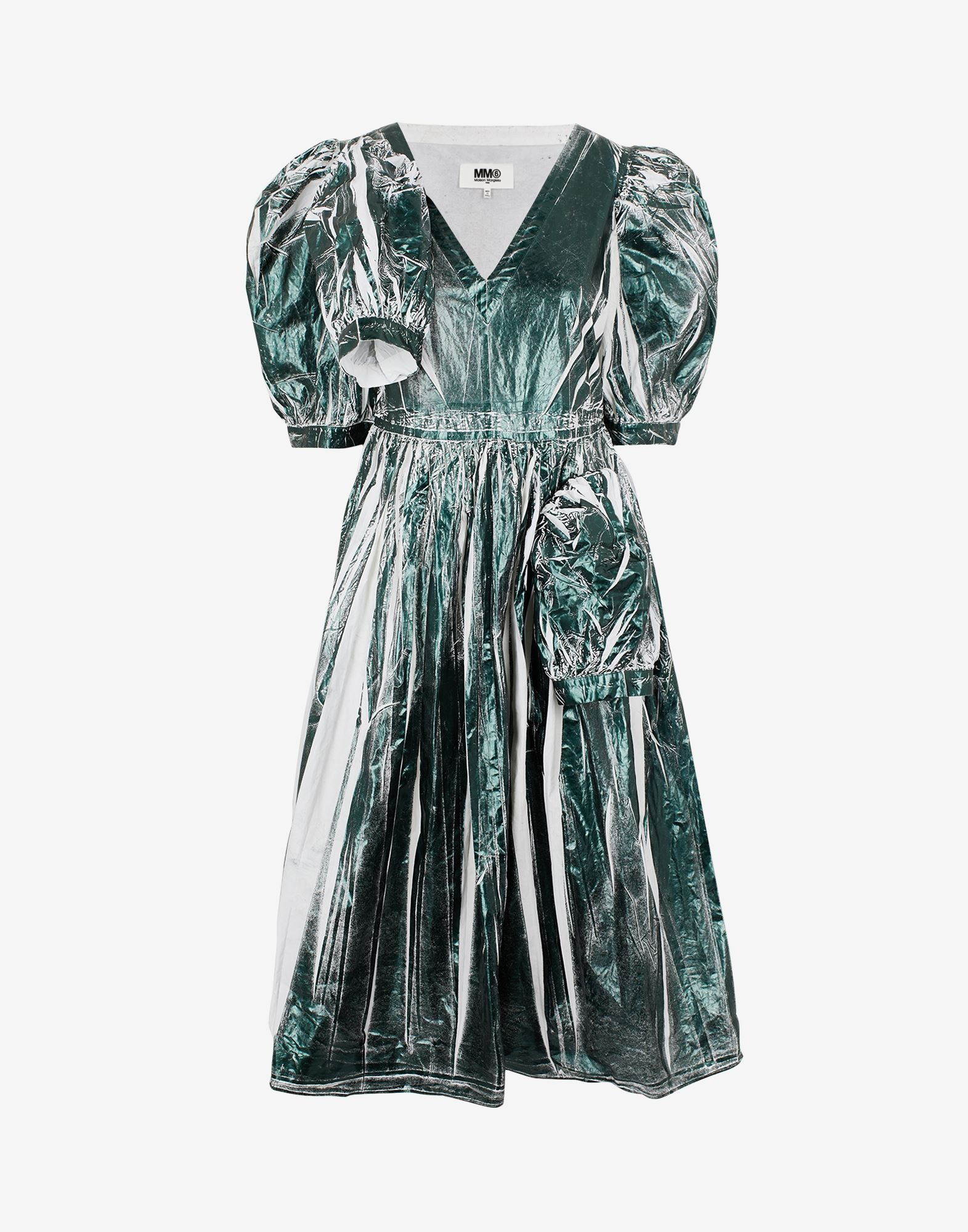 Gathered dress with hanging sleeves - 1