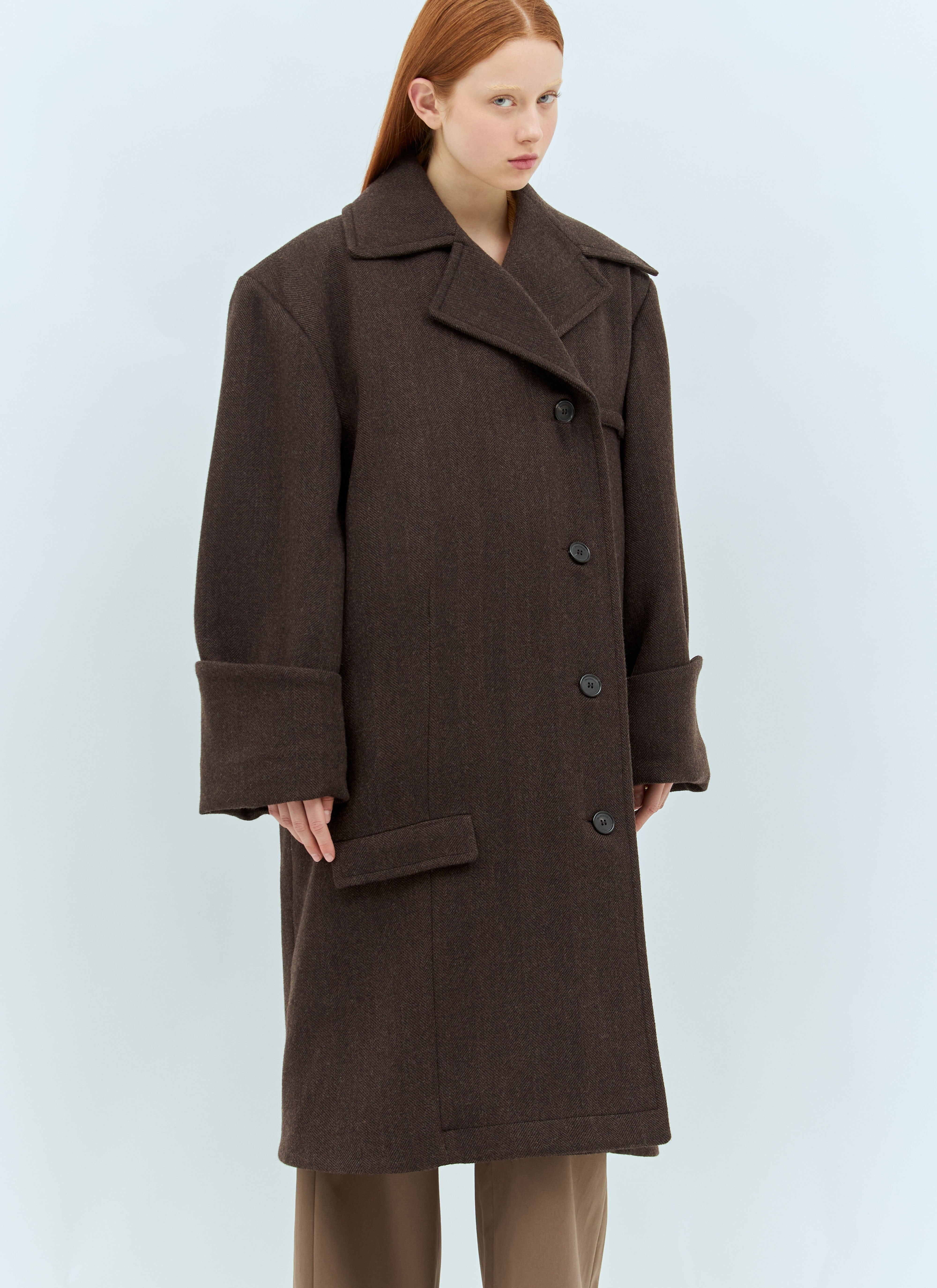 Turn-Up Cuffs Oversized Coat - 1