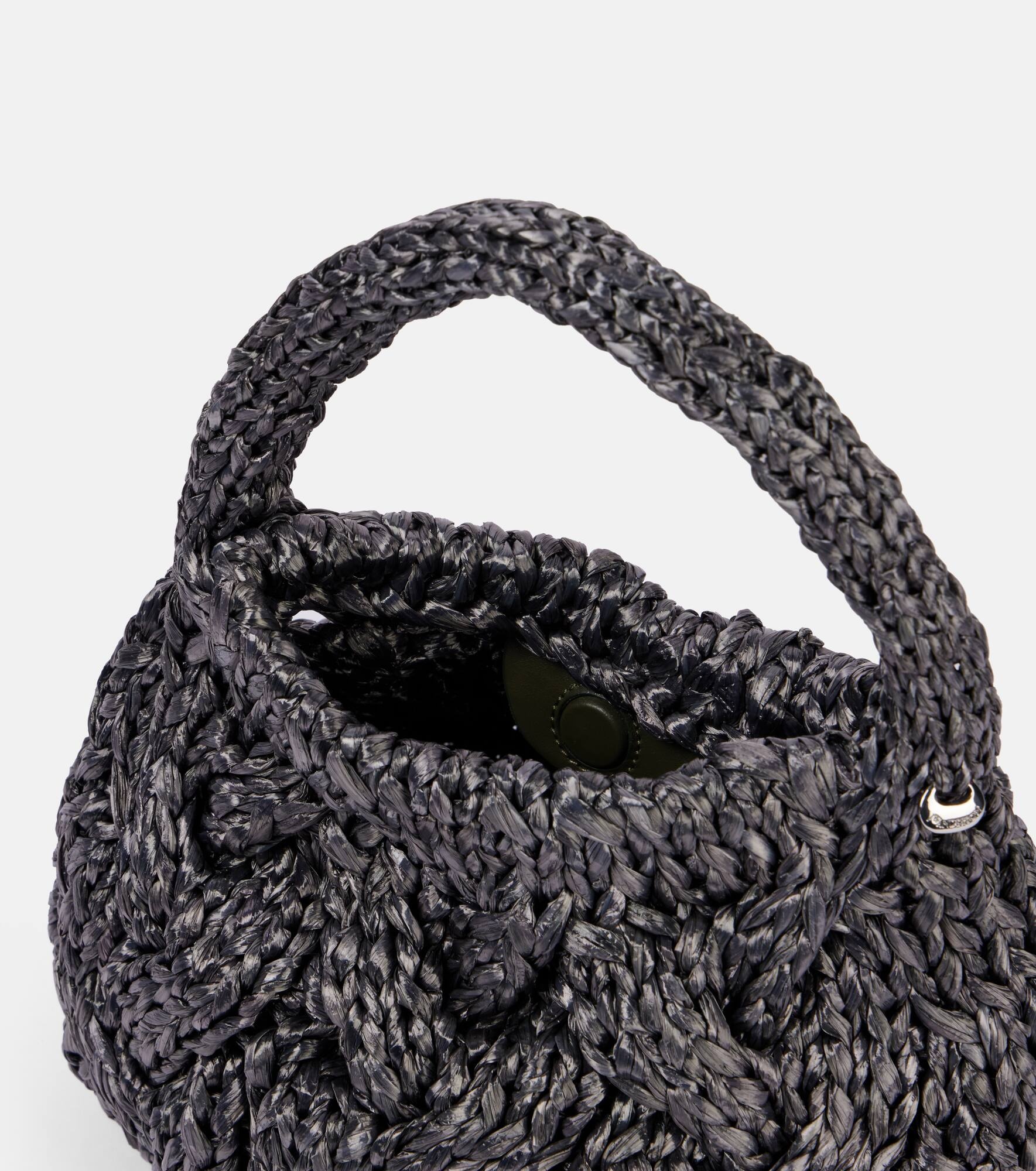 Cable Knit Small raffia tote bag - 3