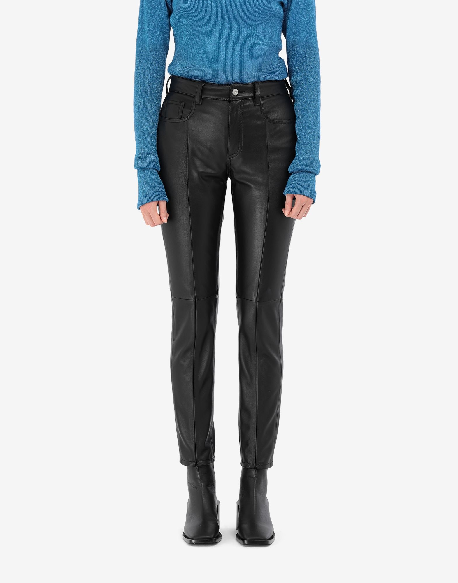 Split hem leather trousers - 5