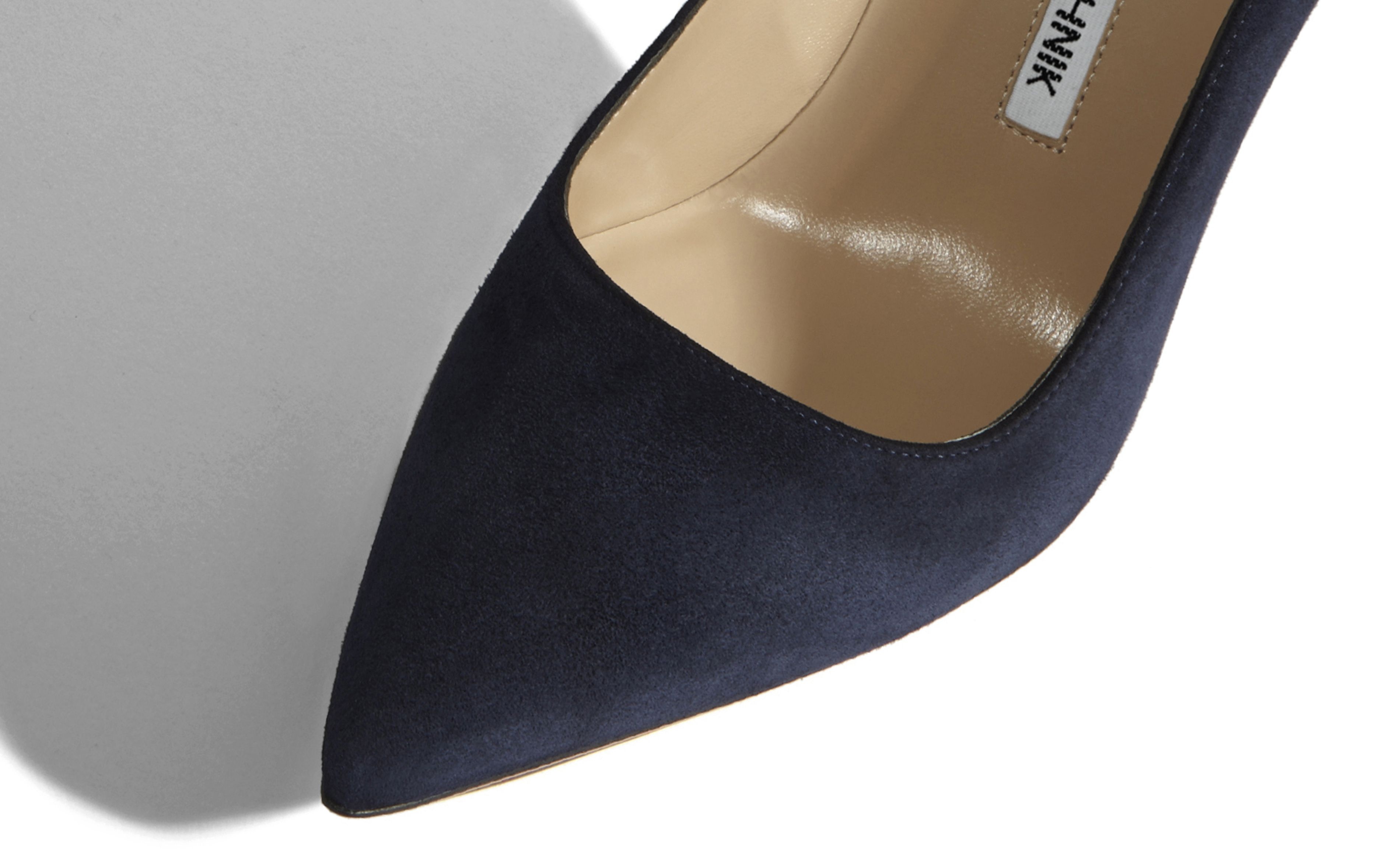 Navy Suede Pointed Toe Pumps - 4