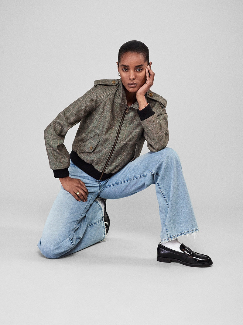 FRAME Modern Bomber Jacket in Brown Multi outlook