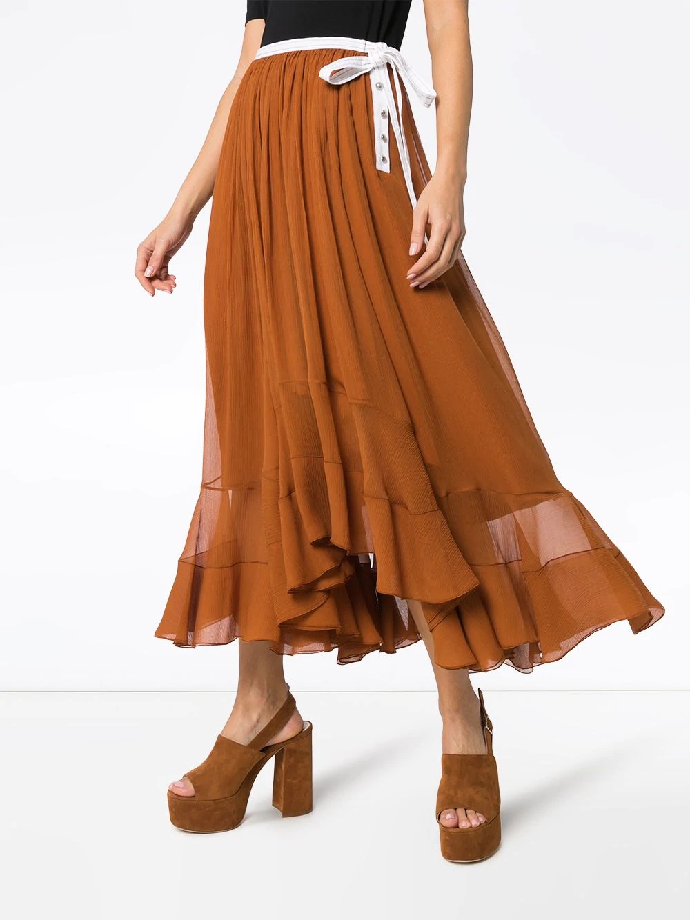 silk-mousseline midi skirt - 3