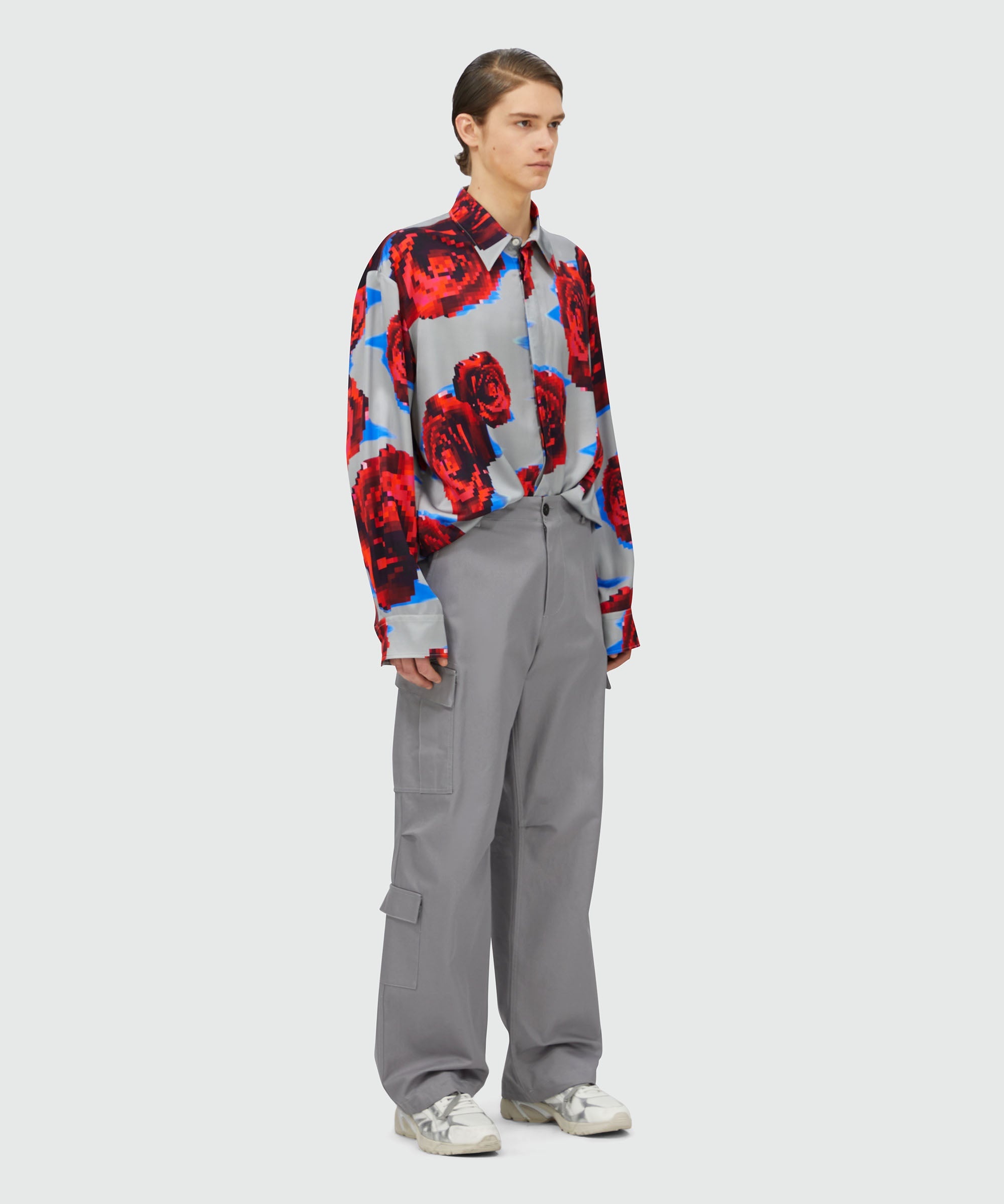 Satin "Underground pixelled roses" shirt - 4