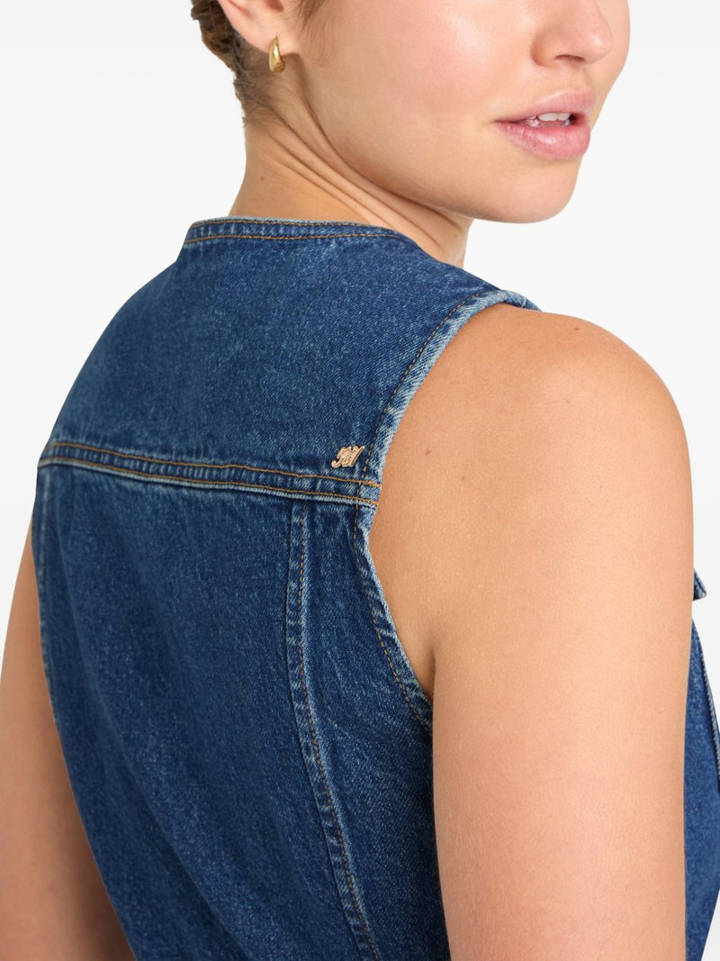 Reenee button belted jean vest 4