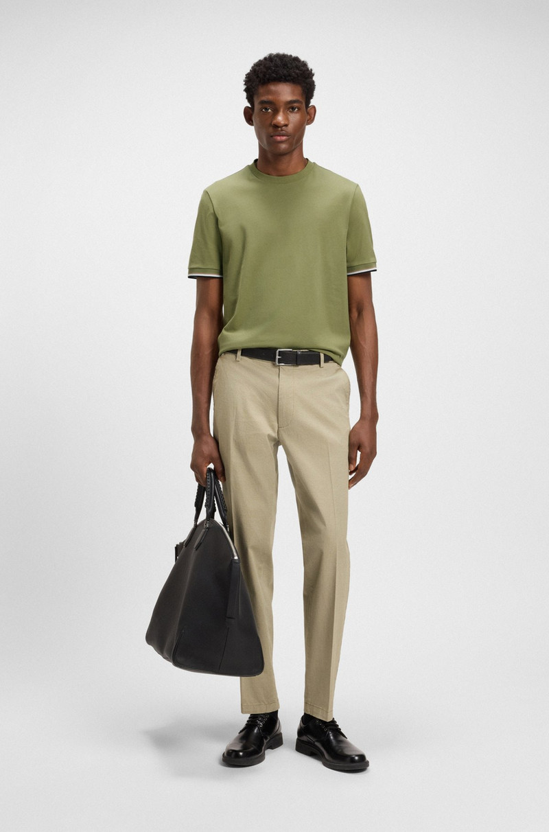 BOSS COTTON-JERSEY T-SHIRT WITH SIGNATURE-STRIPE CUFFS outlook