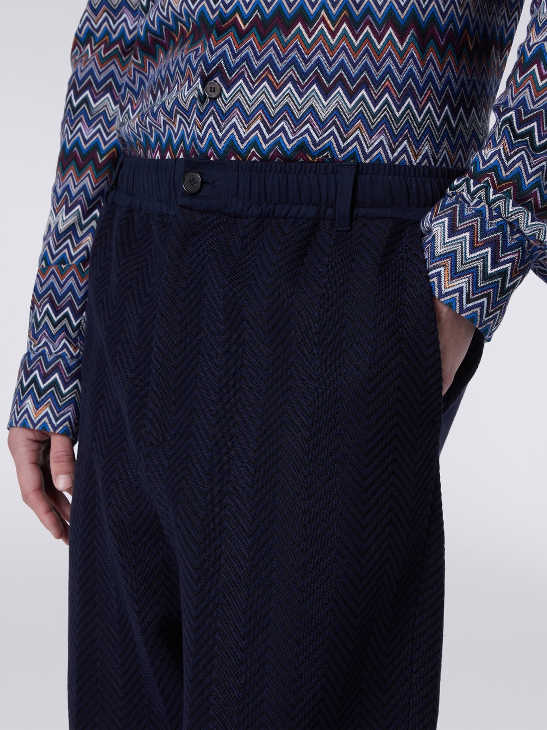 Classic cotton and viscose zigzag trousers - 5
