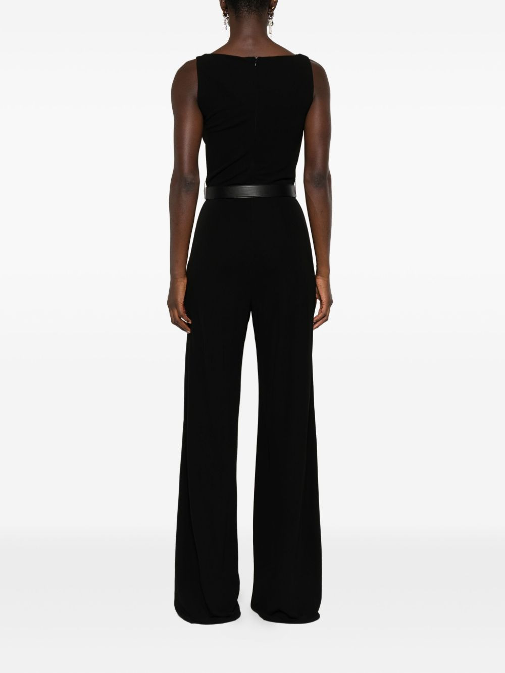 sleeveless belted jumpsuit - 4