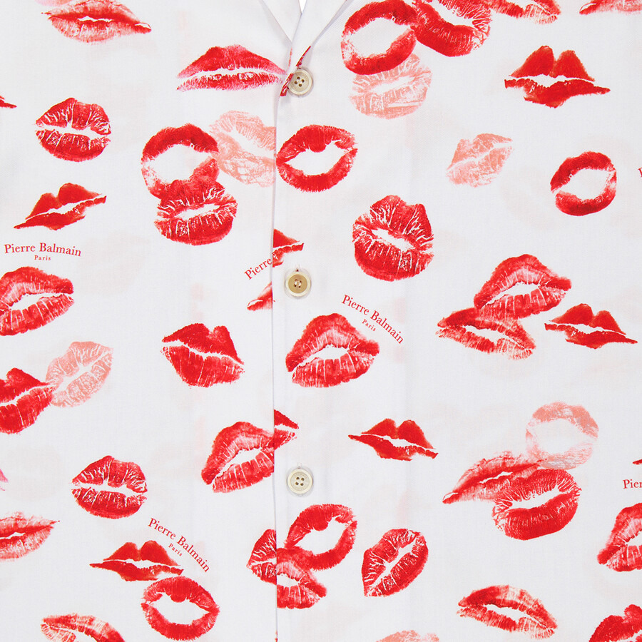 Balmain Twill Pyjama Shirt With Kiss Print - 2