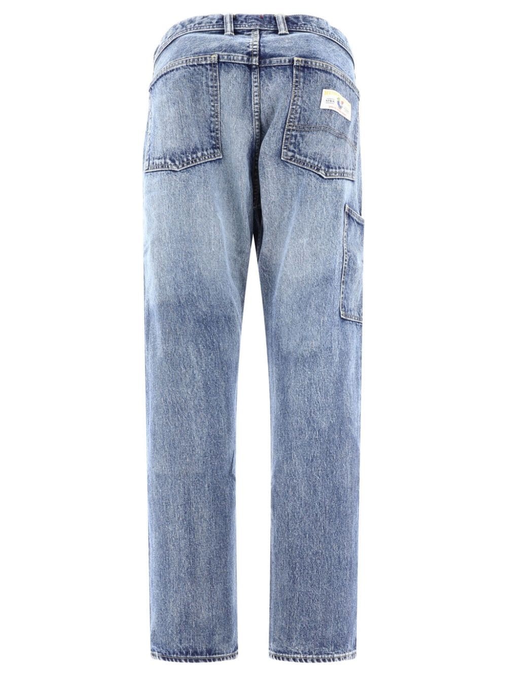stonewashed denim trousers - 2