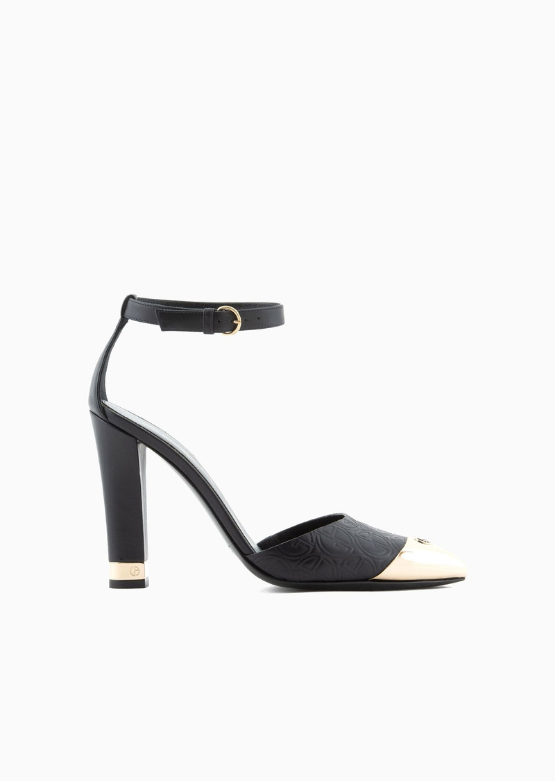 Leather d’Orsay court shoes with all-over logo 1