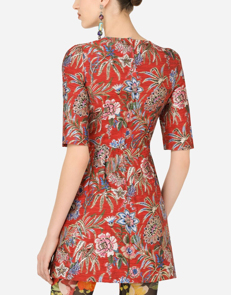 Short floral jacquard dress - 5