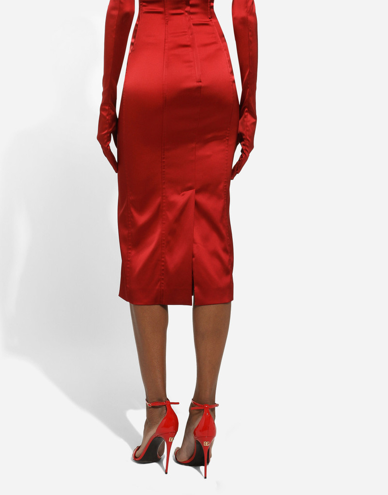 Satin calf-length dress with corset bustier 6