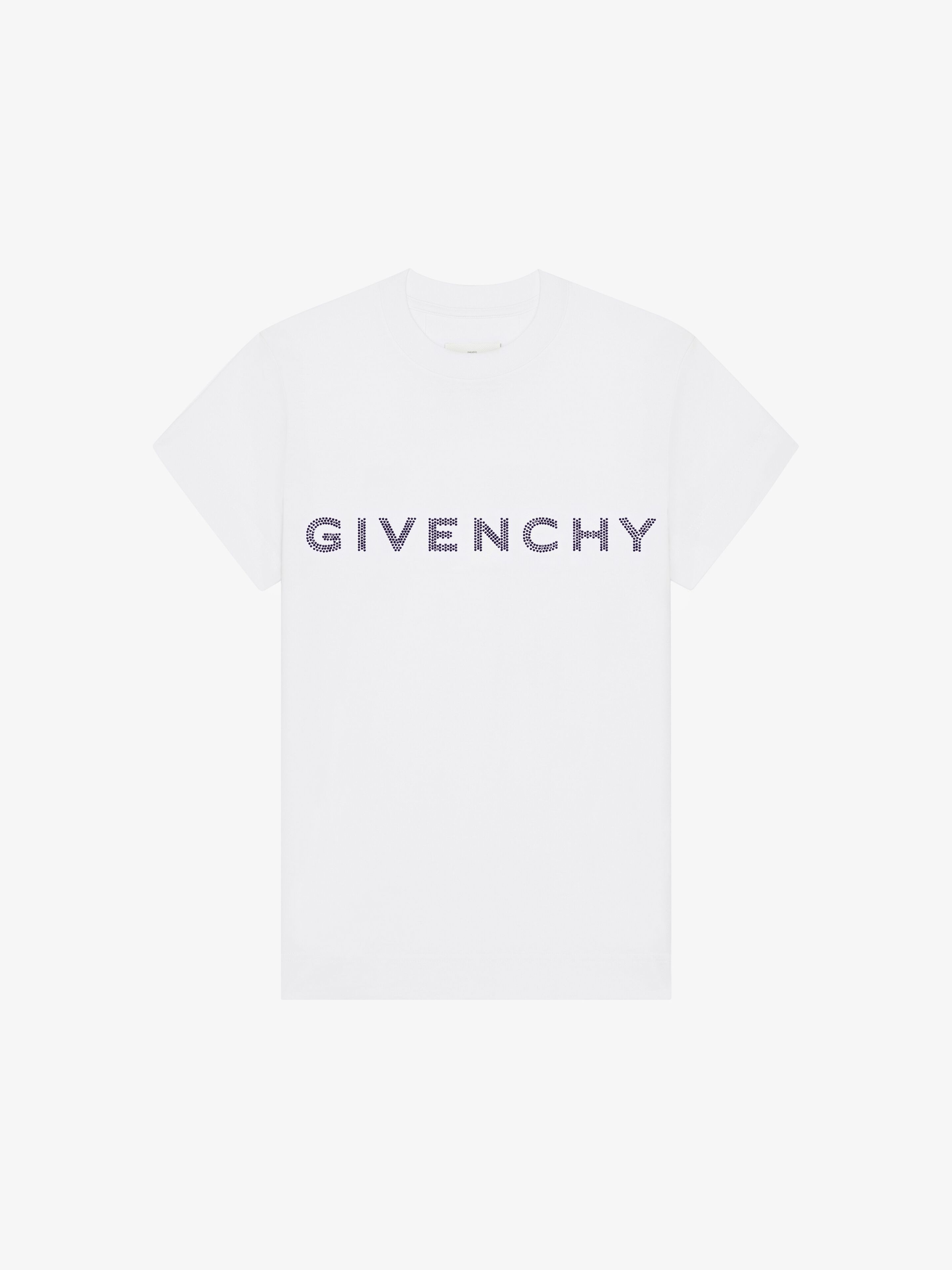 SLIM FIT T-SHIRT IN COTTON WITH GIVENCHY RHINESTONES - 1