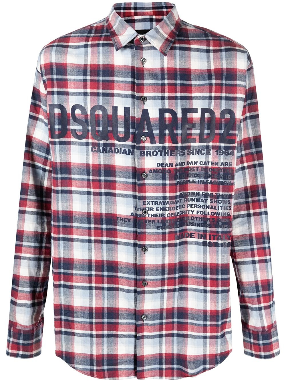 logo-print flannel shirt - 1