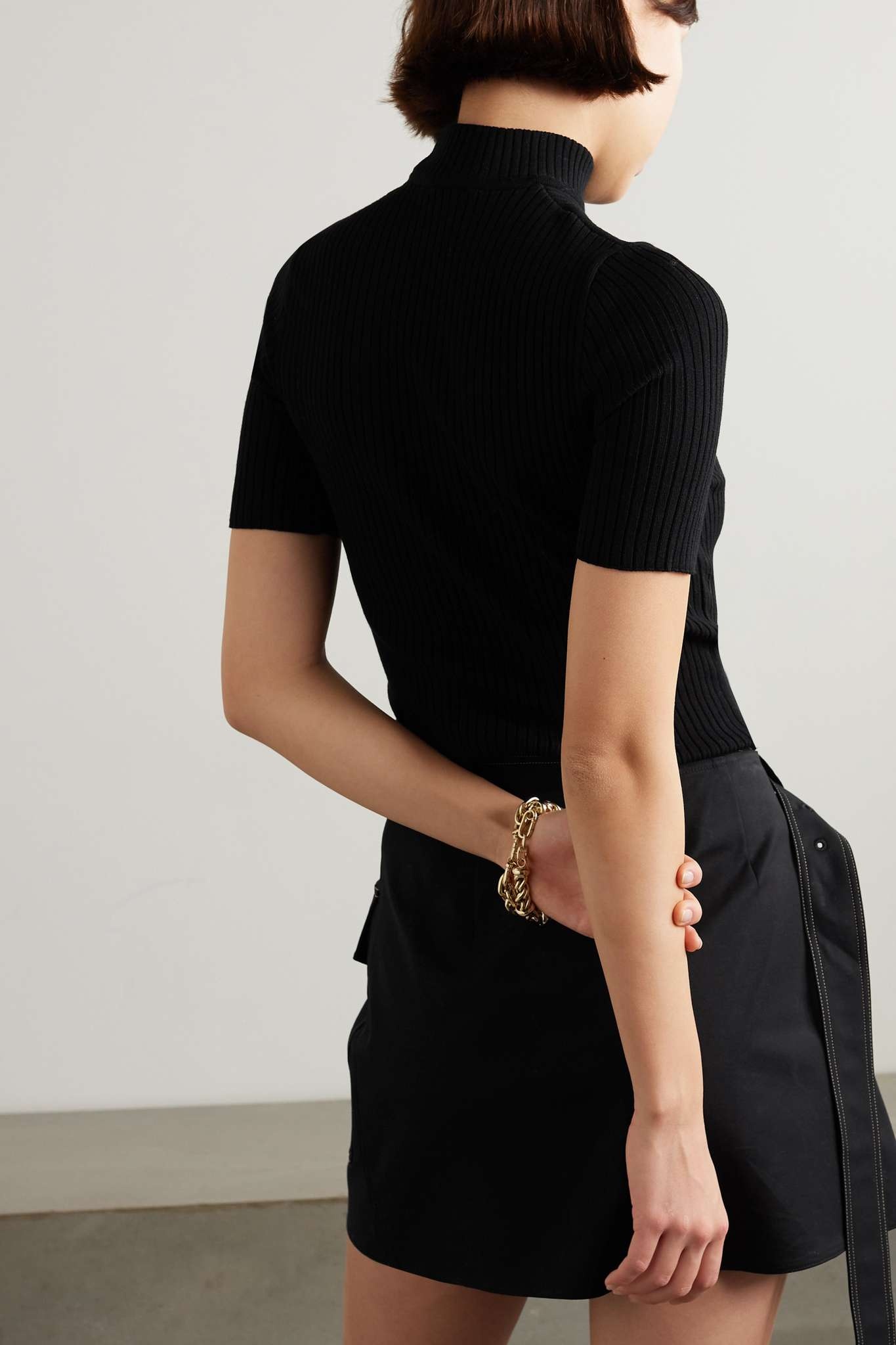 Embroidered ribbed-knit top - 3
