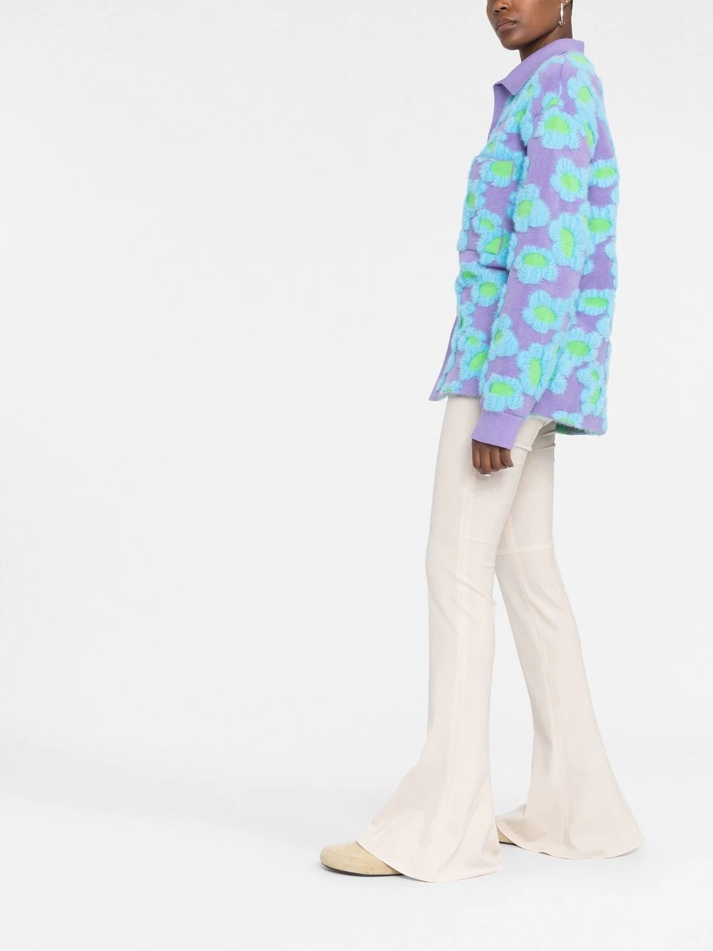 floral-patterned collared cardigan - 6