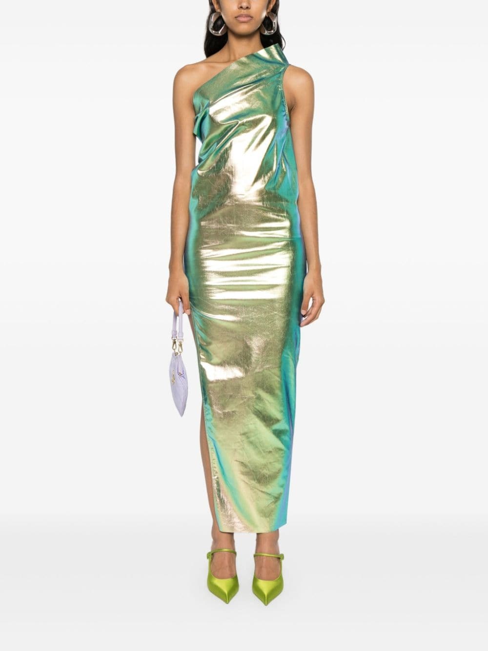 Athena iridescent-effect one-shoulder gown - 2