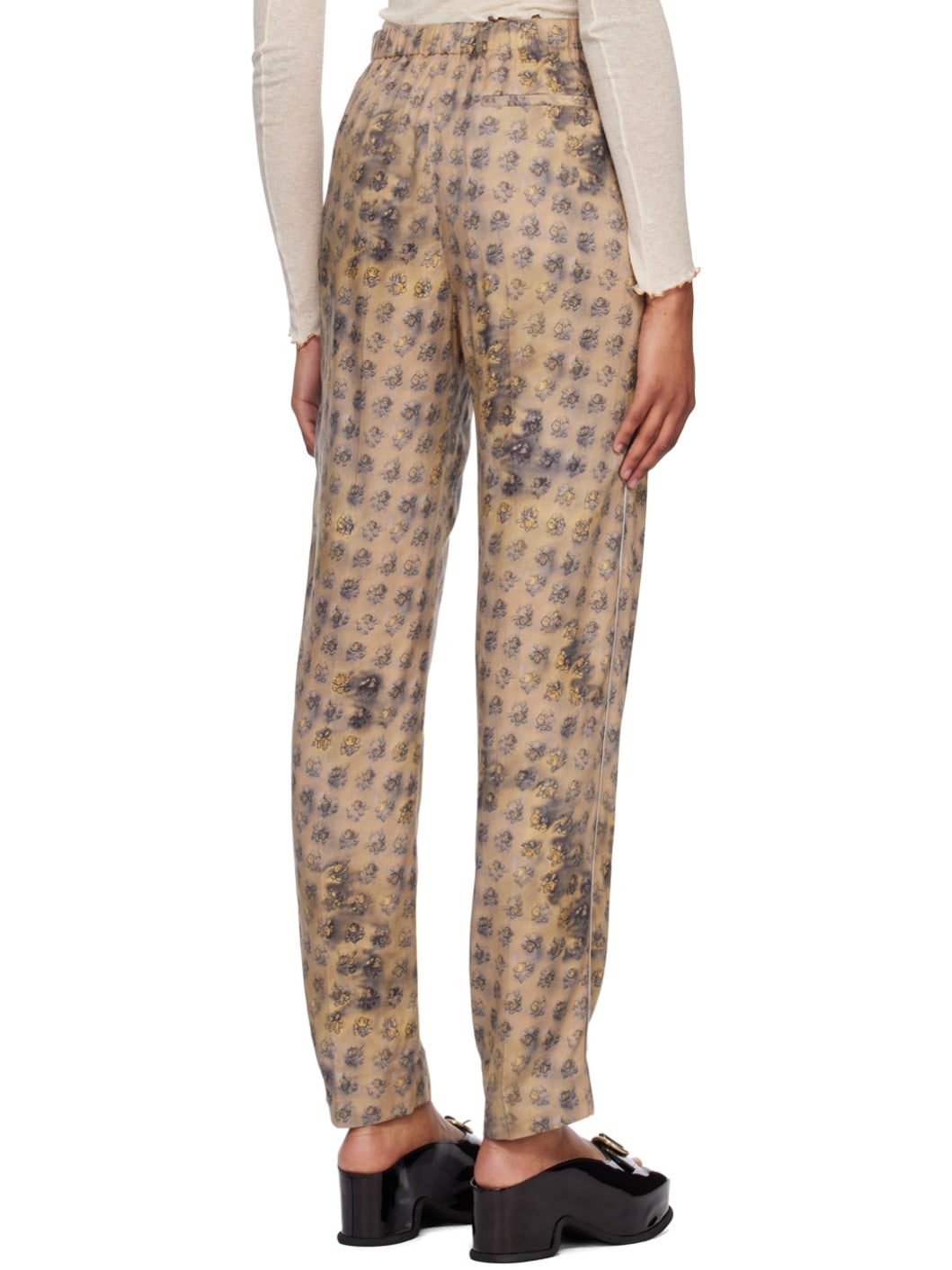 Beige Floral Trousers - 3