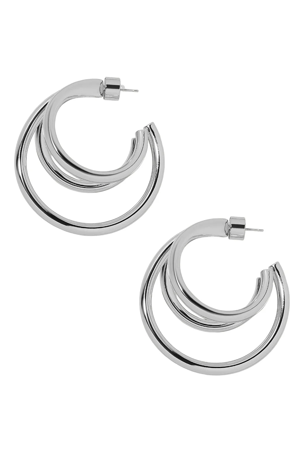 Triple Lilly Baby Hoop Earrings - Silver - 1.5in - 1