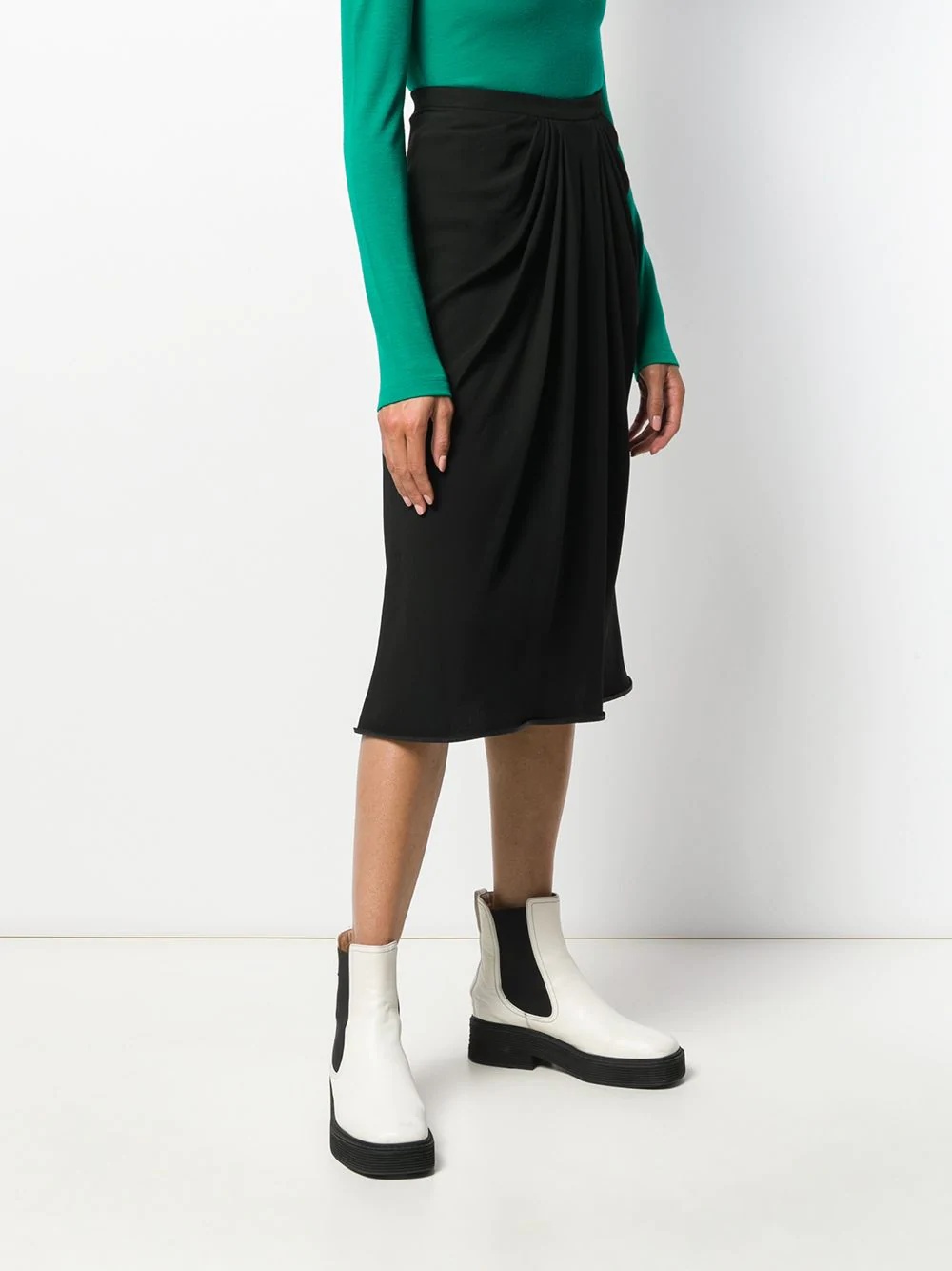 draped midi skirt - 3