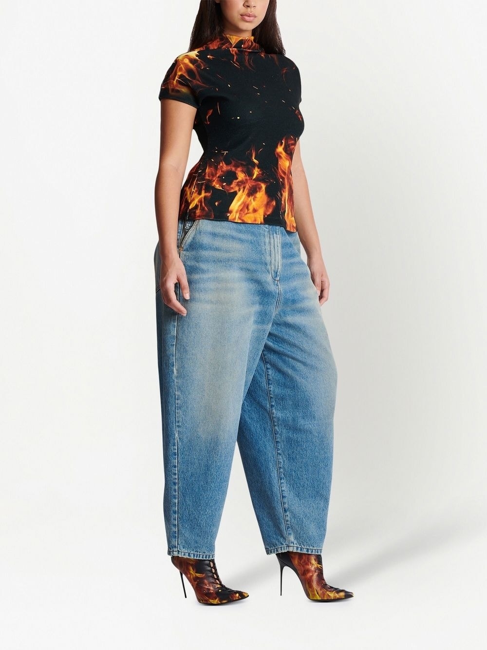 fire print velvet top - 6
