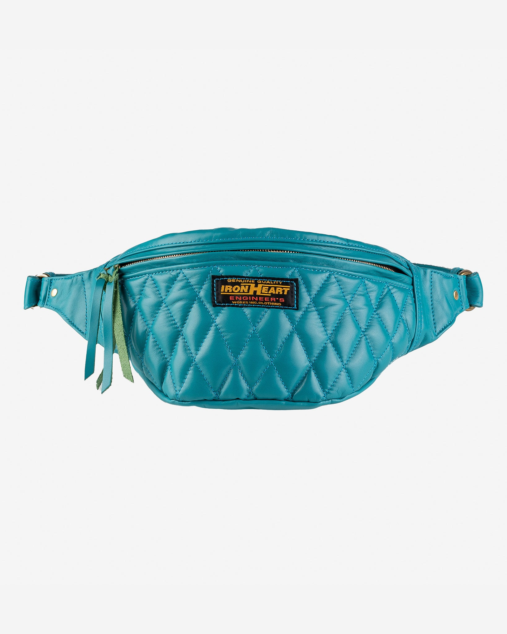 IHE-45-BLU Diamond Stitched Leather Waist Bag - Blue - 4