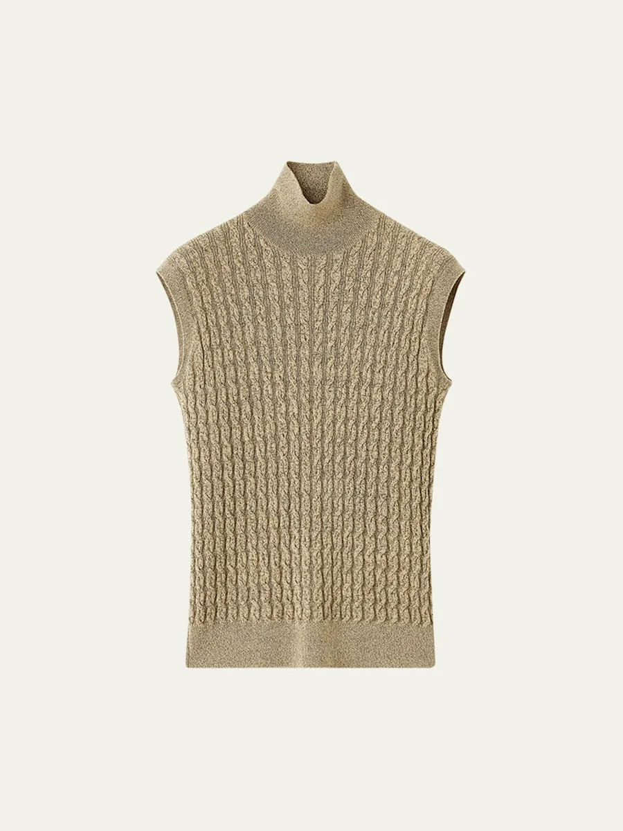 Bihar Turtleneck Sleeveless Cashmere Sweater - 1
