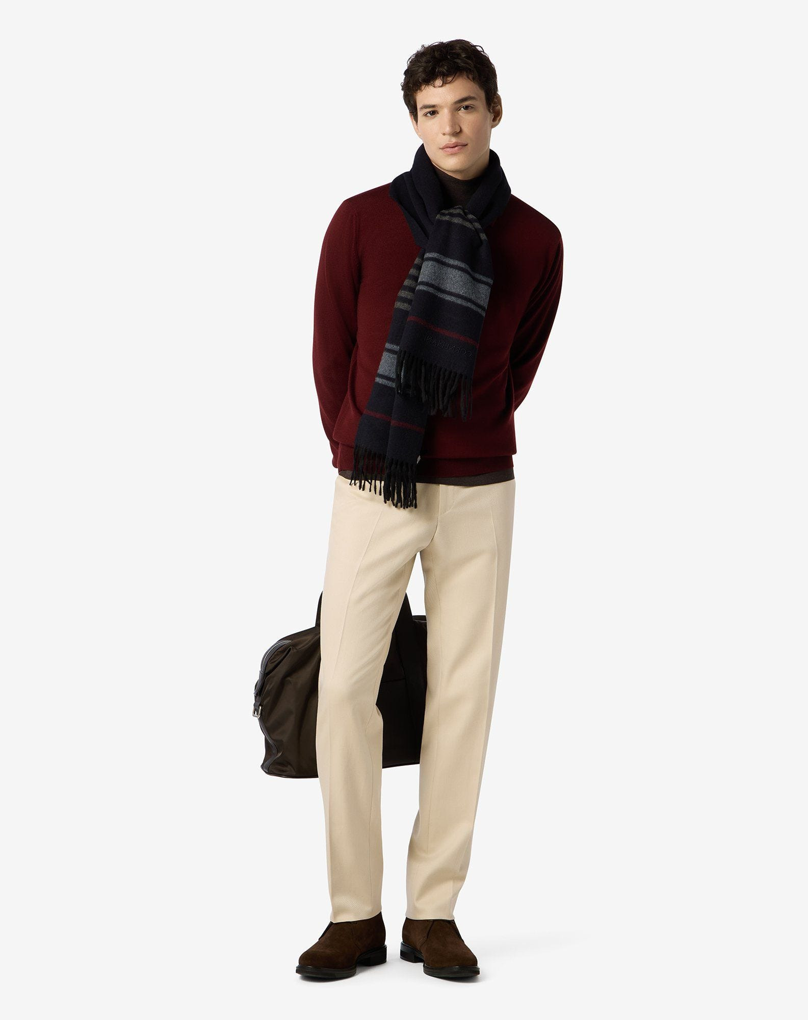 Light beige wool and stretch cotton trousers - 2